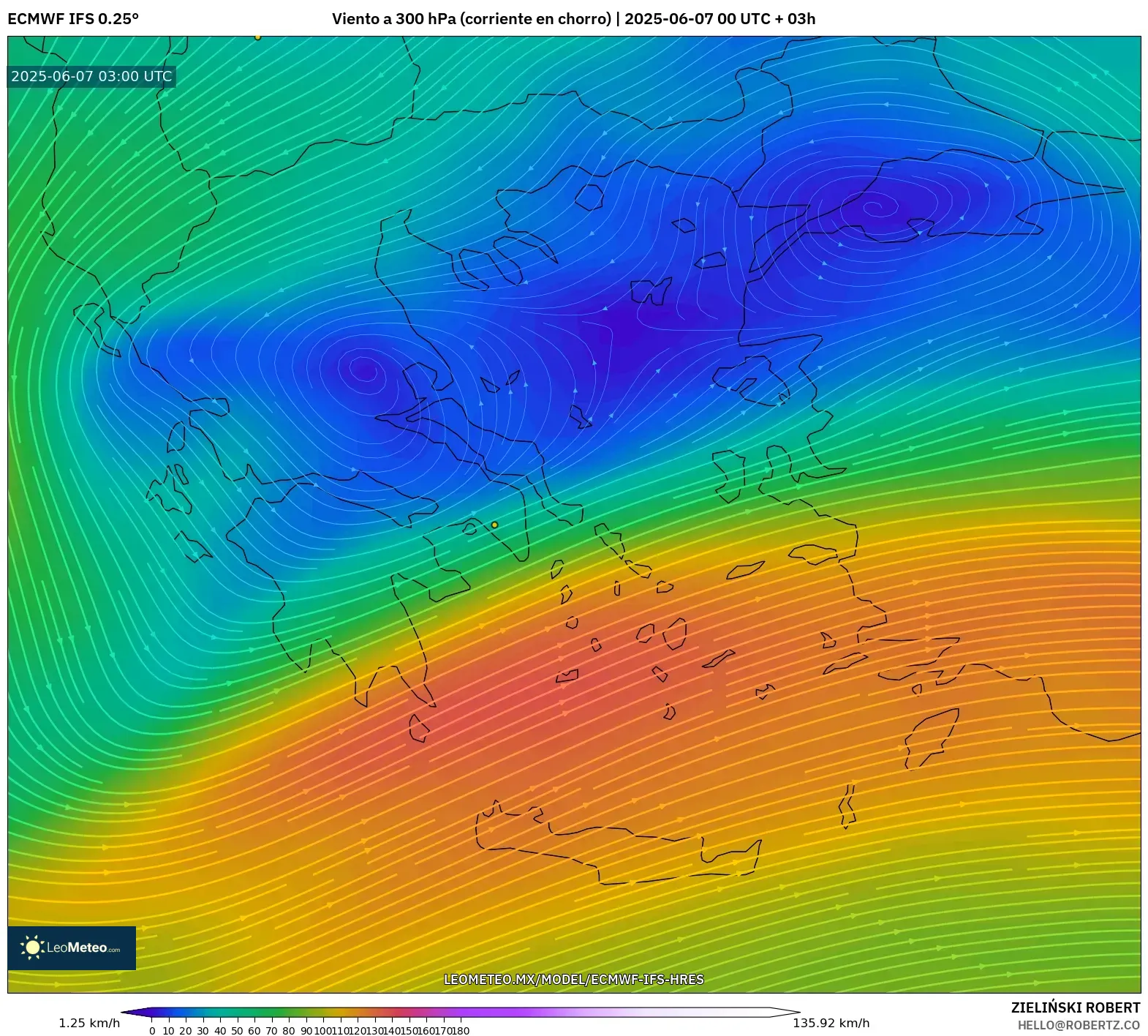 ECMWF IFS 0.25° model - Grecia, Viento a 300 hPa (corriente en chorro) ECMWF IFS 0.25° model - Grecia, Viento a 300 hPa (corriente en chorro)
