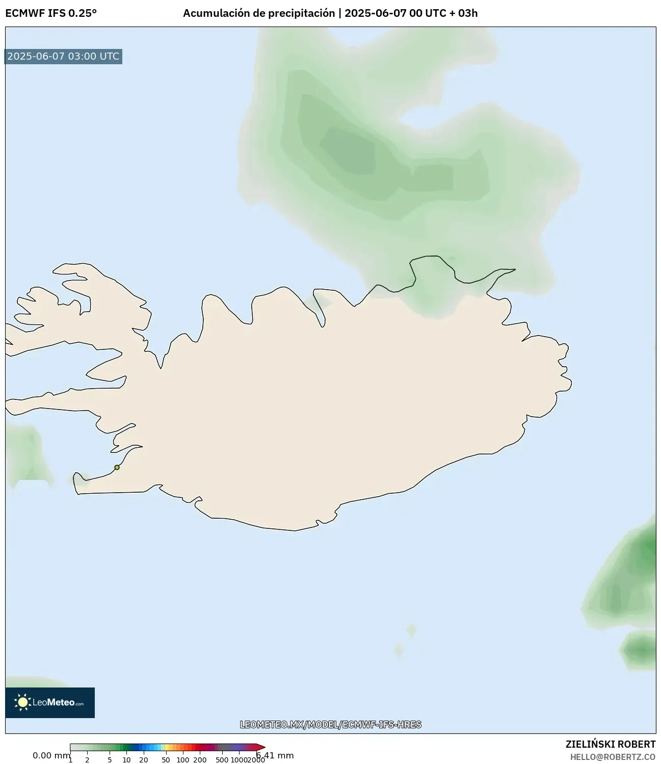 ECMWF IFS 0.25° model - Islandia, Acumulación de precipitación ECMWF IFS 0.25° model - Islandia, Acumulación de precipitación