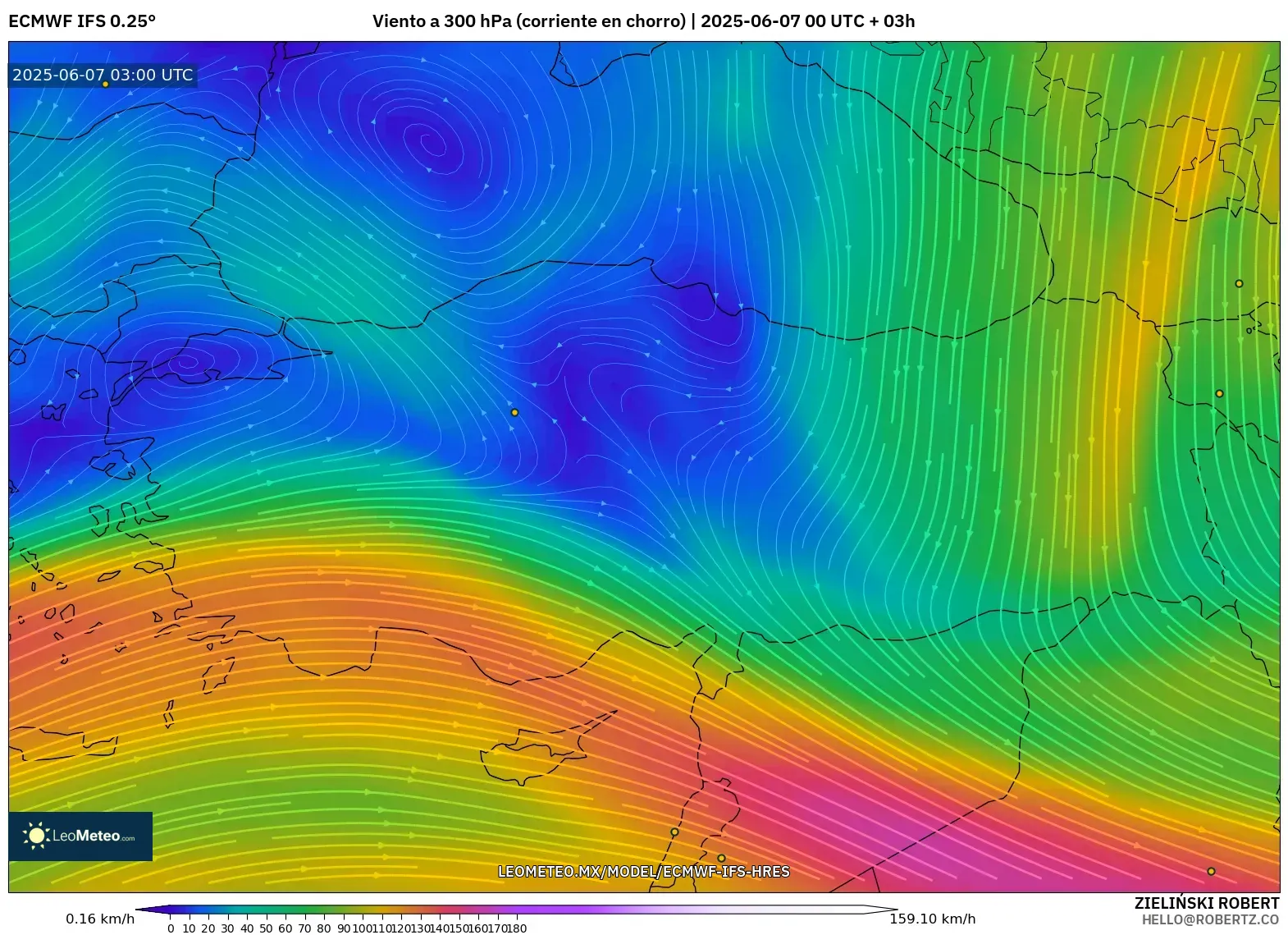 ECMWF IFS 0.25° model - Turquía, Viento a 300 hPa (corriente en chorro) ECMWF IFS 0.25° model - Turquía, Viento a 300 hPa (corriente en chorro)