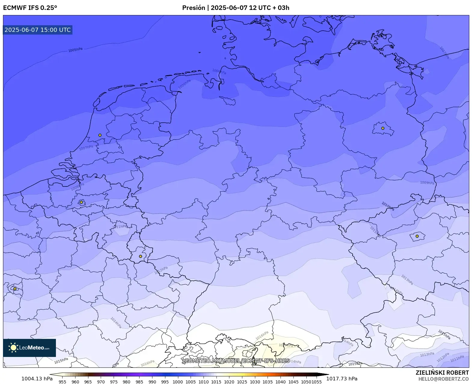 ECMWF IFS 0.25° model - Alemania, Presión