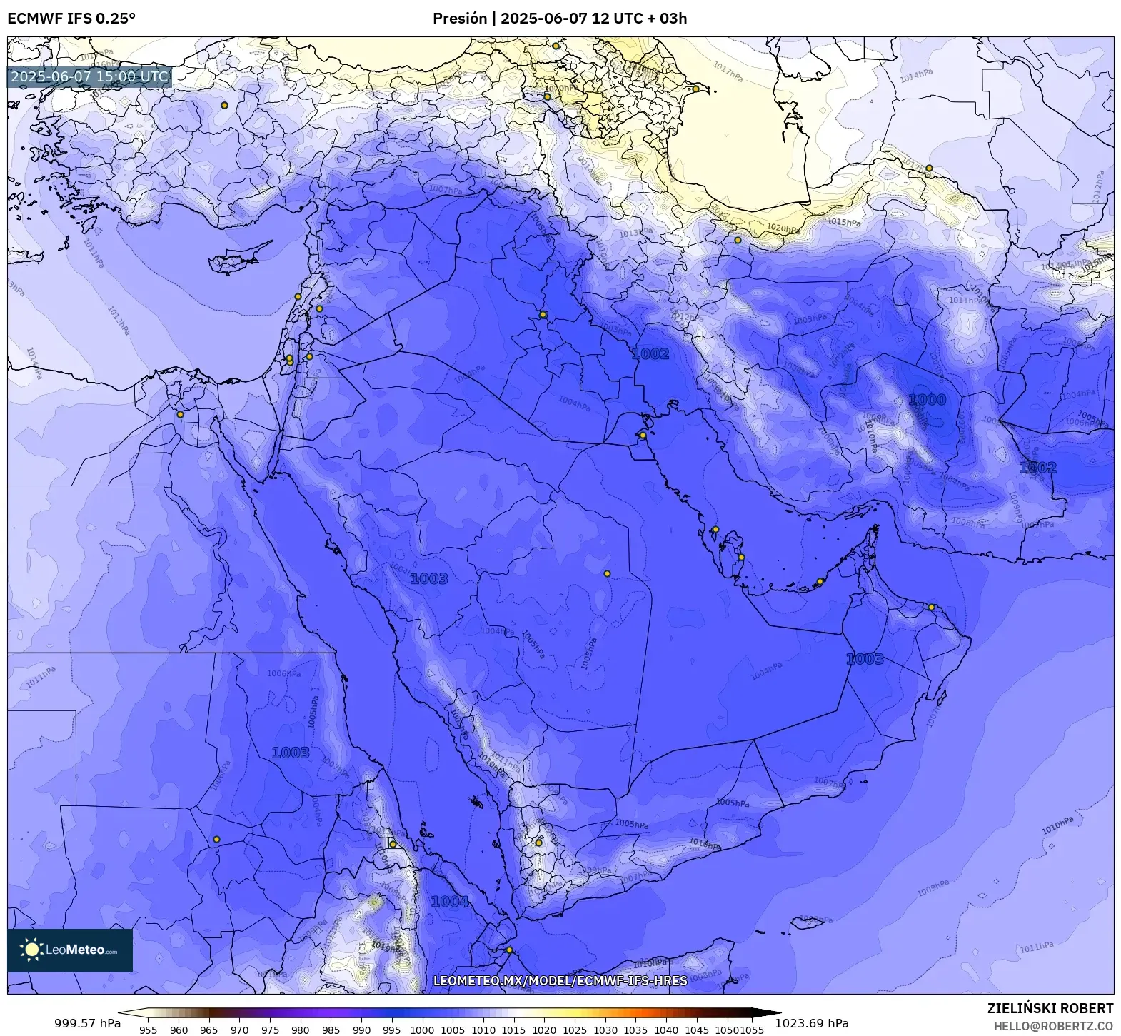 ECMWF IFS 0.25° model - Oriente Medio, Presión