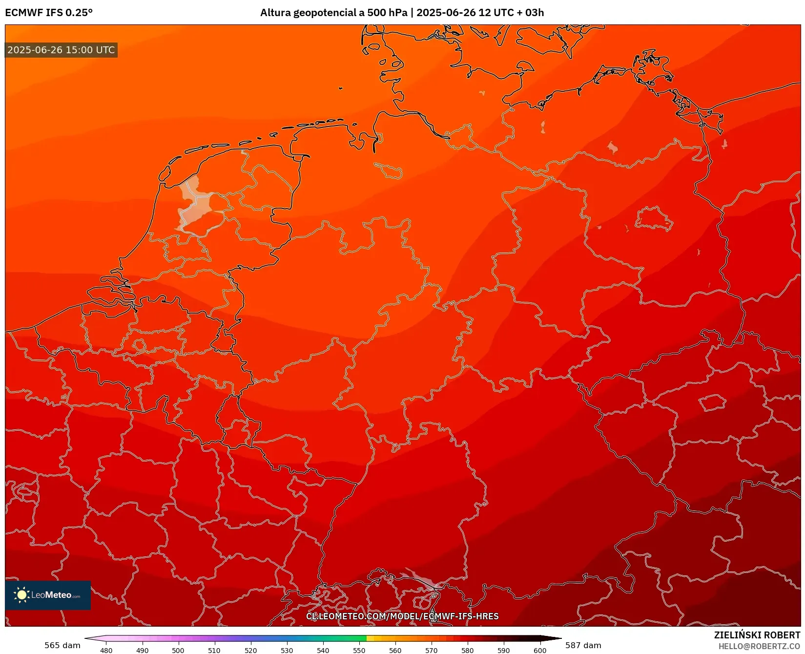 ECMWF IFS 0.25° model - Alemania, Altura geopotencial a 500 hPa ECMWF IFS 0.25° model - Alemania, Altura geopotencial a 500 hPa
