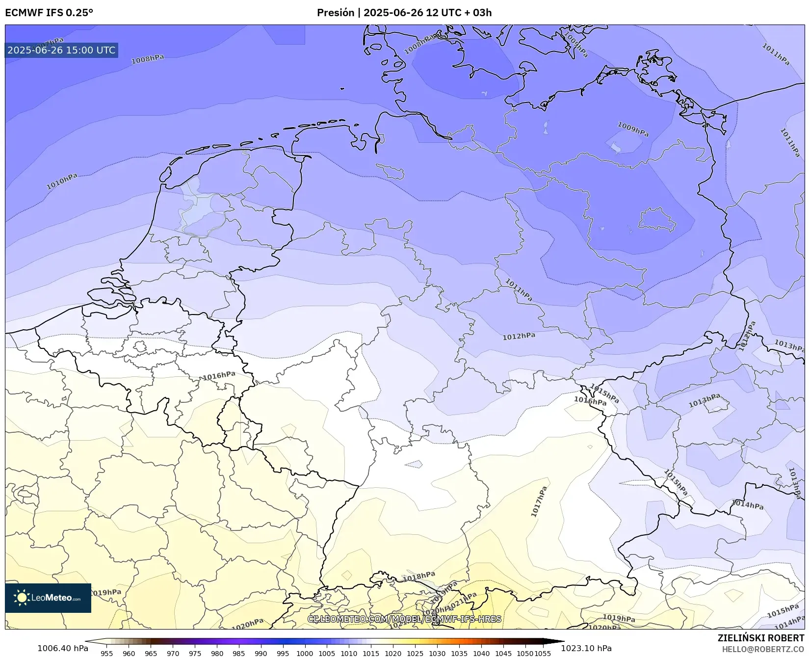 ECMWF IFS 0.25° model - Alemania, Presión