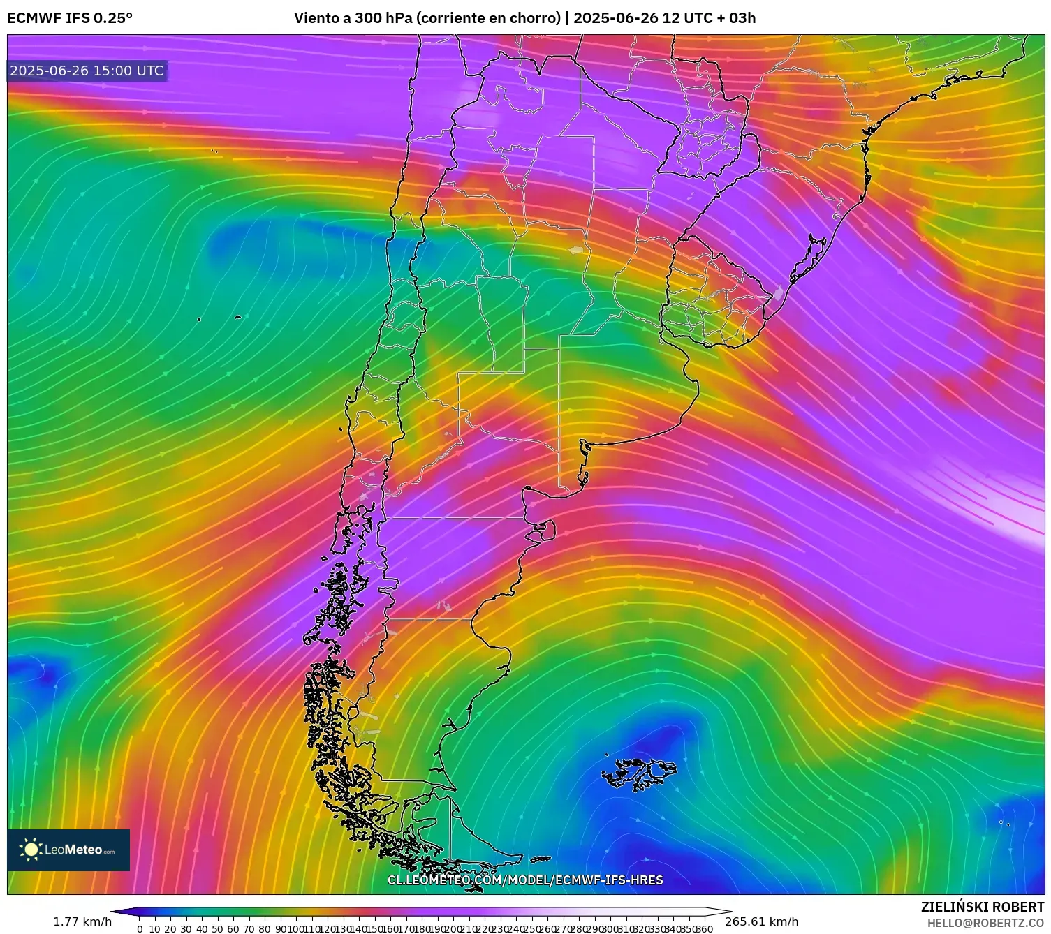 ECMWF IFS 0.25° model - Argentina, Viento a 300 hPa (corriente en chorro) ECMWF IFS 0.25° model - Argentina, Viento a 300 hPa (corriente en chorro)