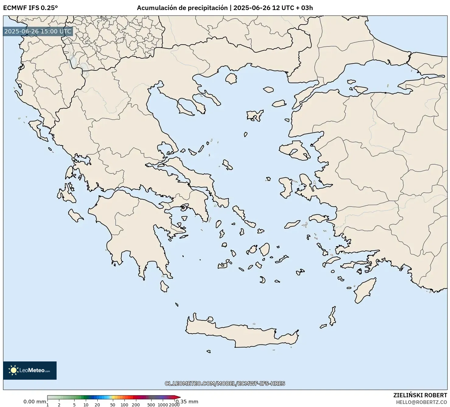 ECMWF IFS 0.25° model - Grecia, Acumulación de precipitación ECMWF IFS 0.25° model - Grecia, Acumulación de precipitación