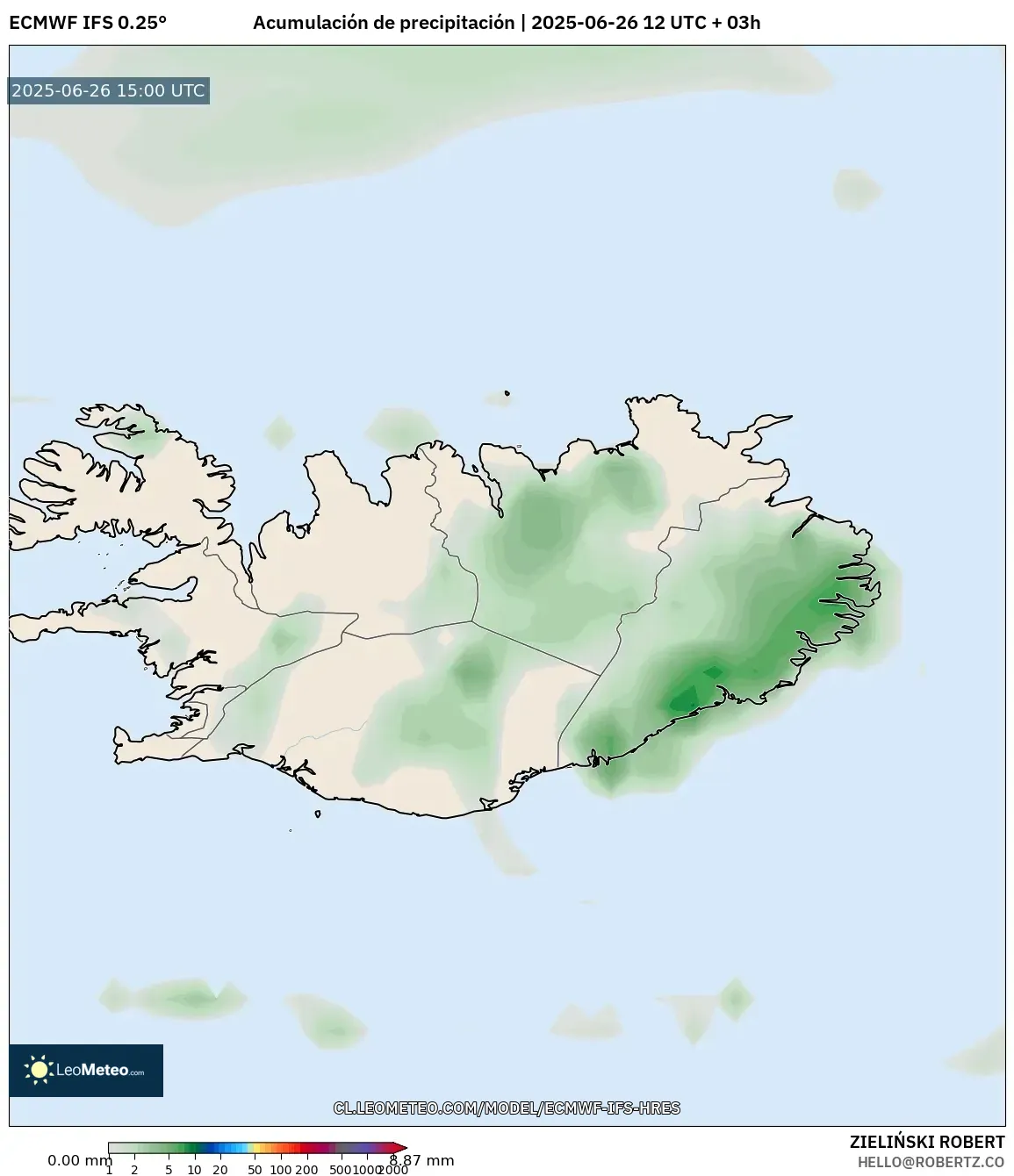 ECMWF IFS 0.25° model - Islandia, Acumulación de precipitación ECMWF IFS 0.25° model - Islandia, Acumulación de precipitación