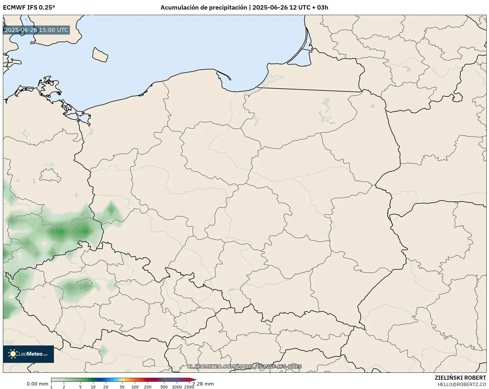 ECMWF IFS 0.25° model - Polonia, Acumulación de precipitación ECMWF IFS 0.25° model - Polonia, Acumulación de precipitación