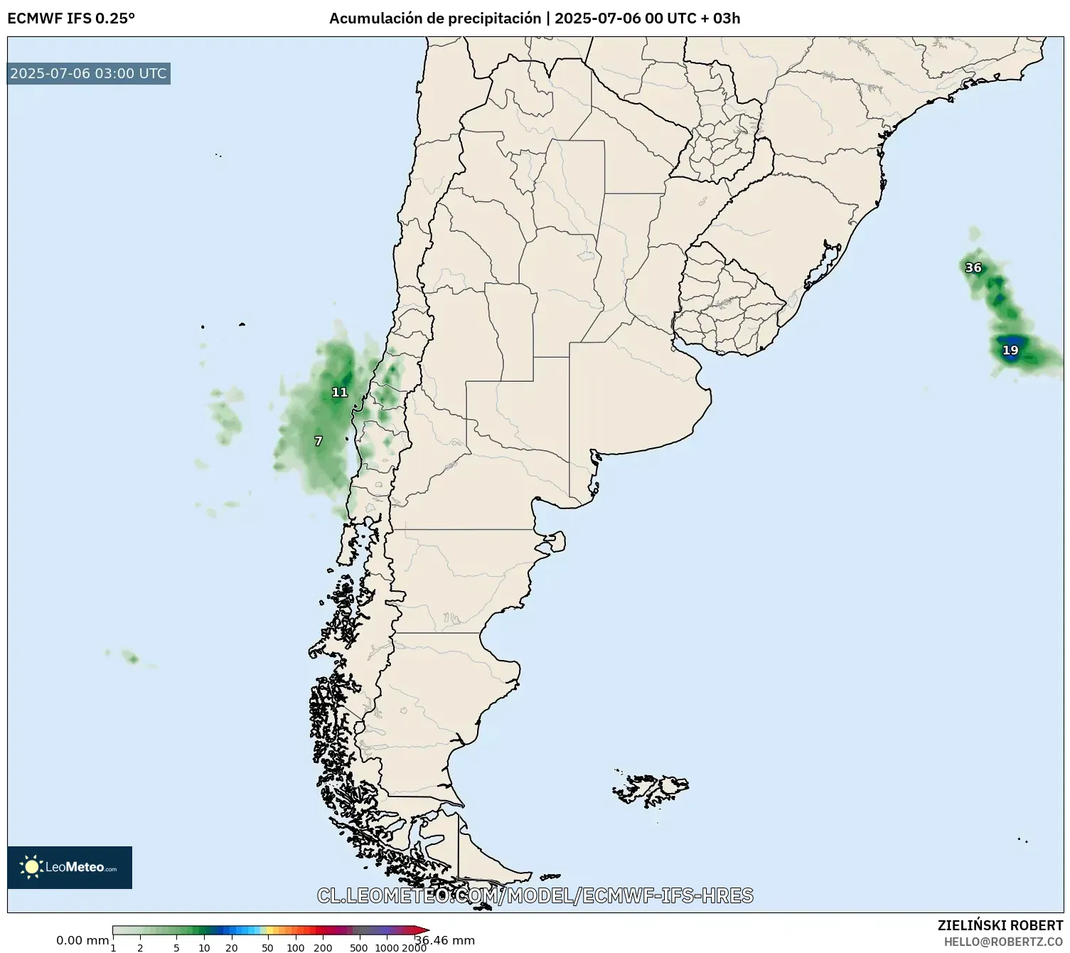 ECMWF IFS 0.25° model - Argentina, Acumulación de precipitación ECMWF IFS 0.25° model - Argentina, Acumulación de precipitación