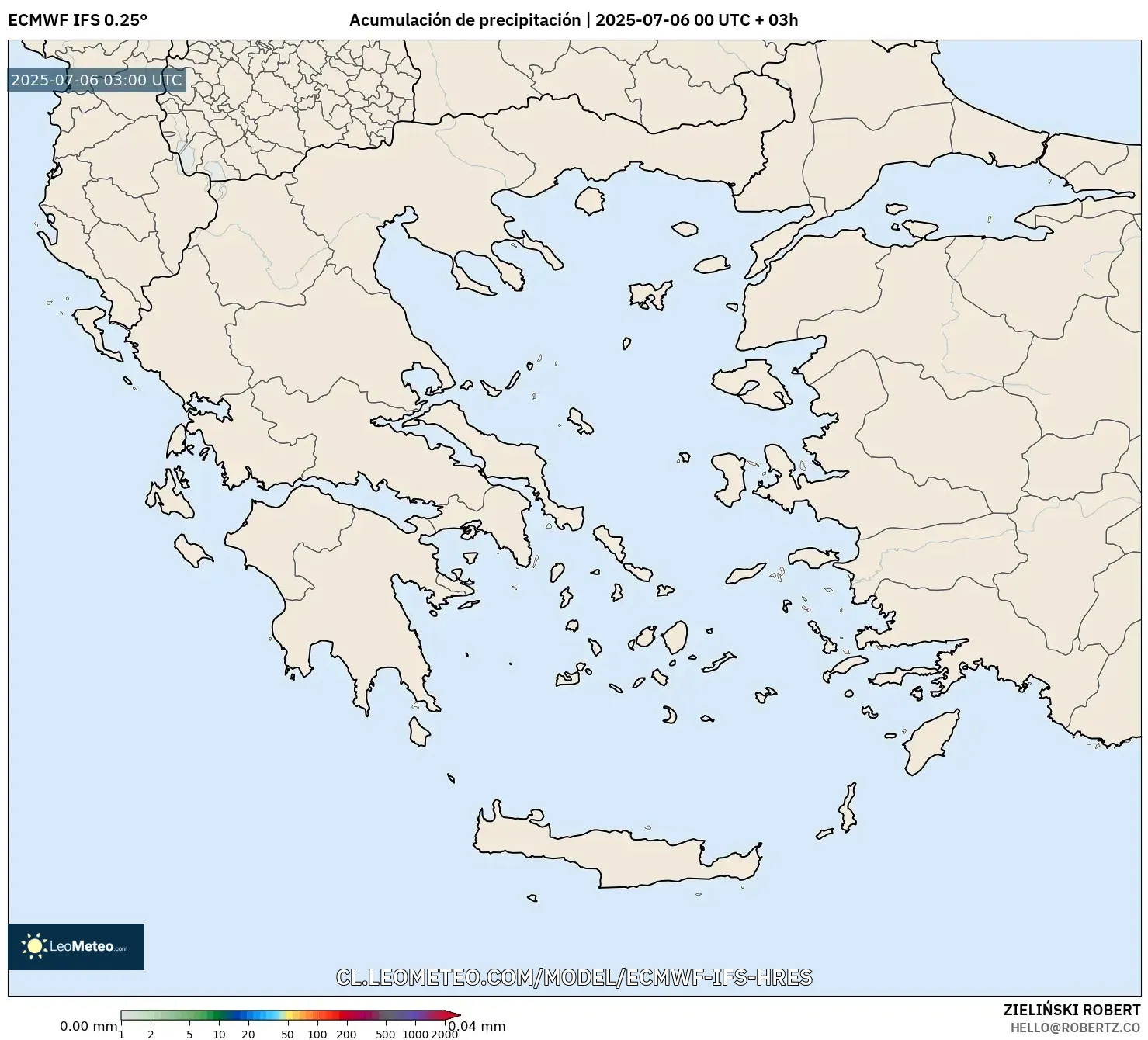 ECMWF IFS 0.25° model - Grecia, Acumulación de precipitación ECMWF IFS 0.25° model - Grecia, Acumulación de precipitación