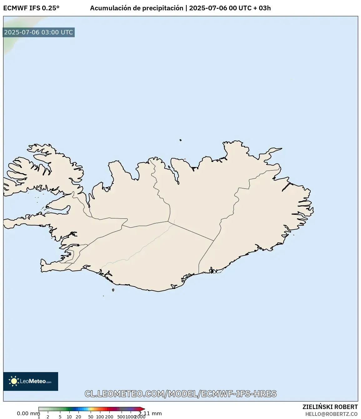ECMWF IFS 0.25° model - Islandia, Acumulación de precipitación ECMWF IFS 0.25° model - Islandia, Acumulación de precipitación