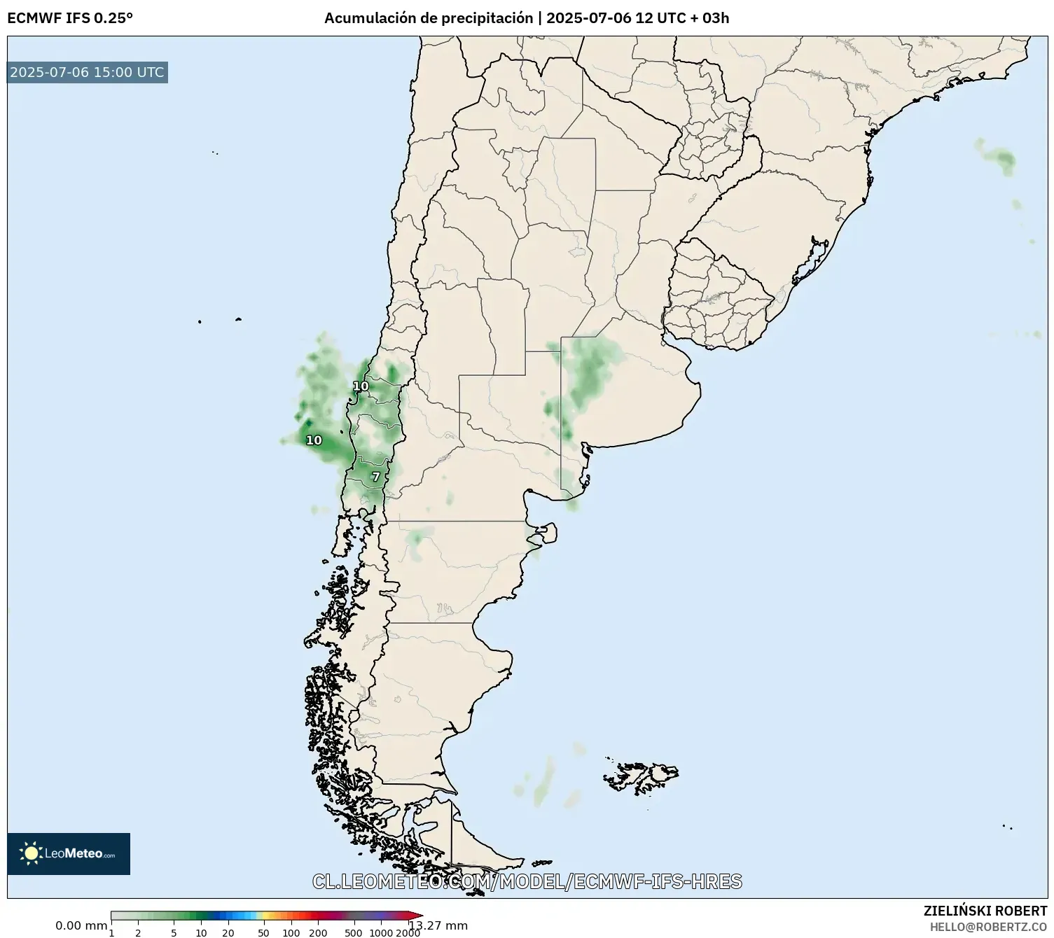 ECMWF IFS 0.25° model - Argentina, Acumulación de precipitación ECMWF IFS 0.25° model - Argentina, Acumulación de precipitación