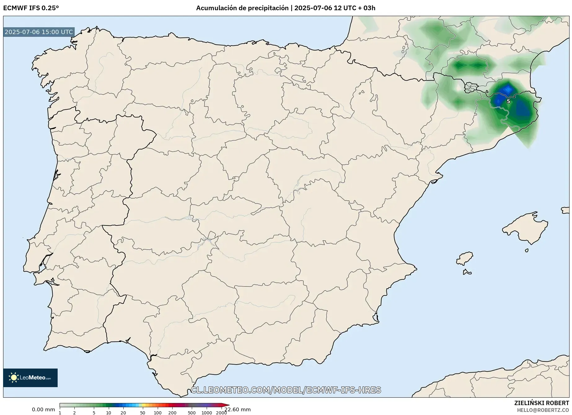 ECMWF IFS 0.25° model - España, Acumulación de precipitación ECMWF IFS 0.25° model - España, Acumulación de precipitación