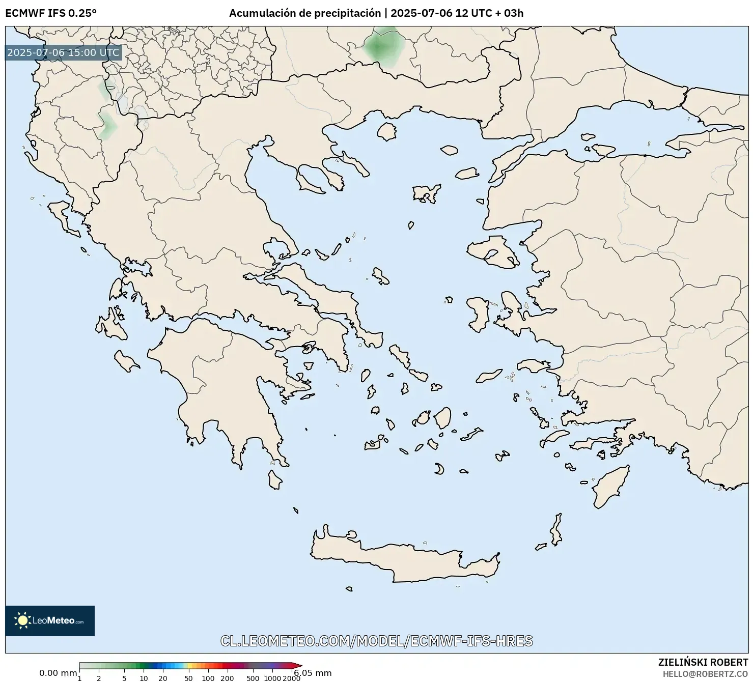 ECMWF IFS 0.25° model - Grecia, Acumulación de precipitación ECMWF IFS 0.25° model - Grecia, Acumulación de precipitación