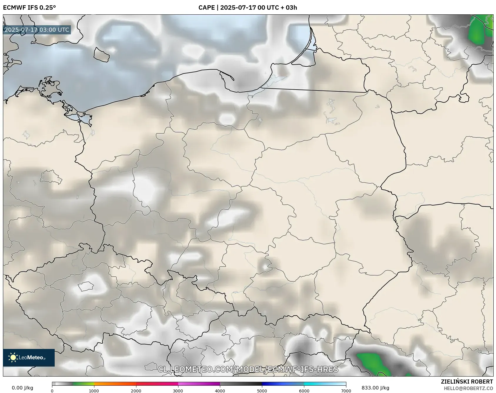 ECMWF IFS 0.25° model - Polonia, CAPE