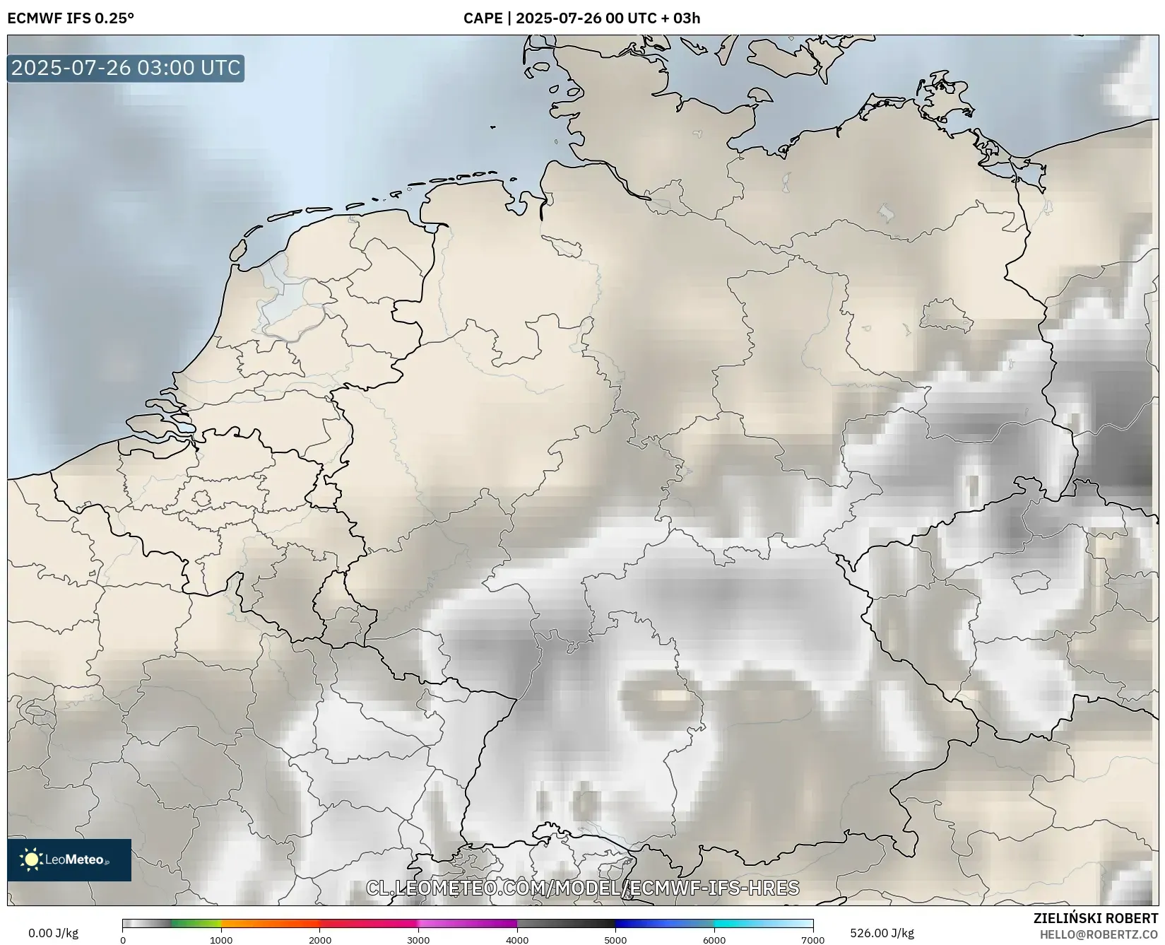ECMWF IFS 0.25° model - Alemania, CAPE