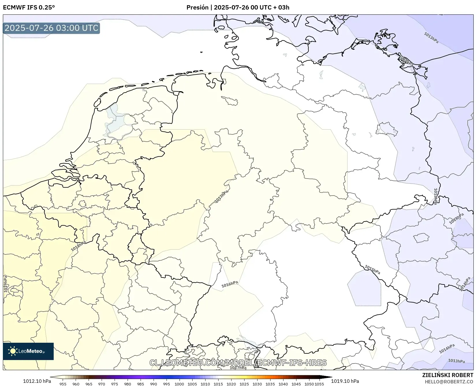 ECMWF IFS 0.25° model - Alemania, Presión