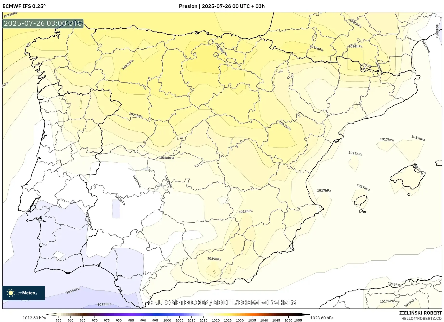 ECMWF IFS 0.25° model - España, Presión