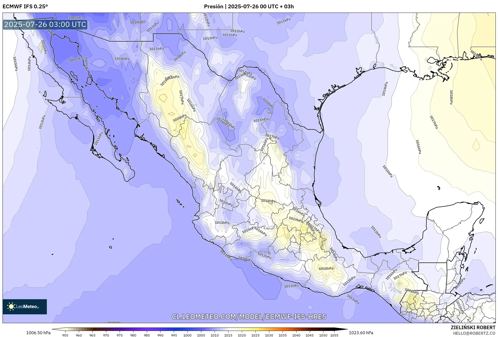 ECMWF IFS 0.25° model - México, Presión