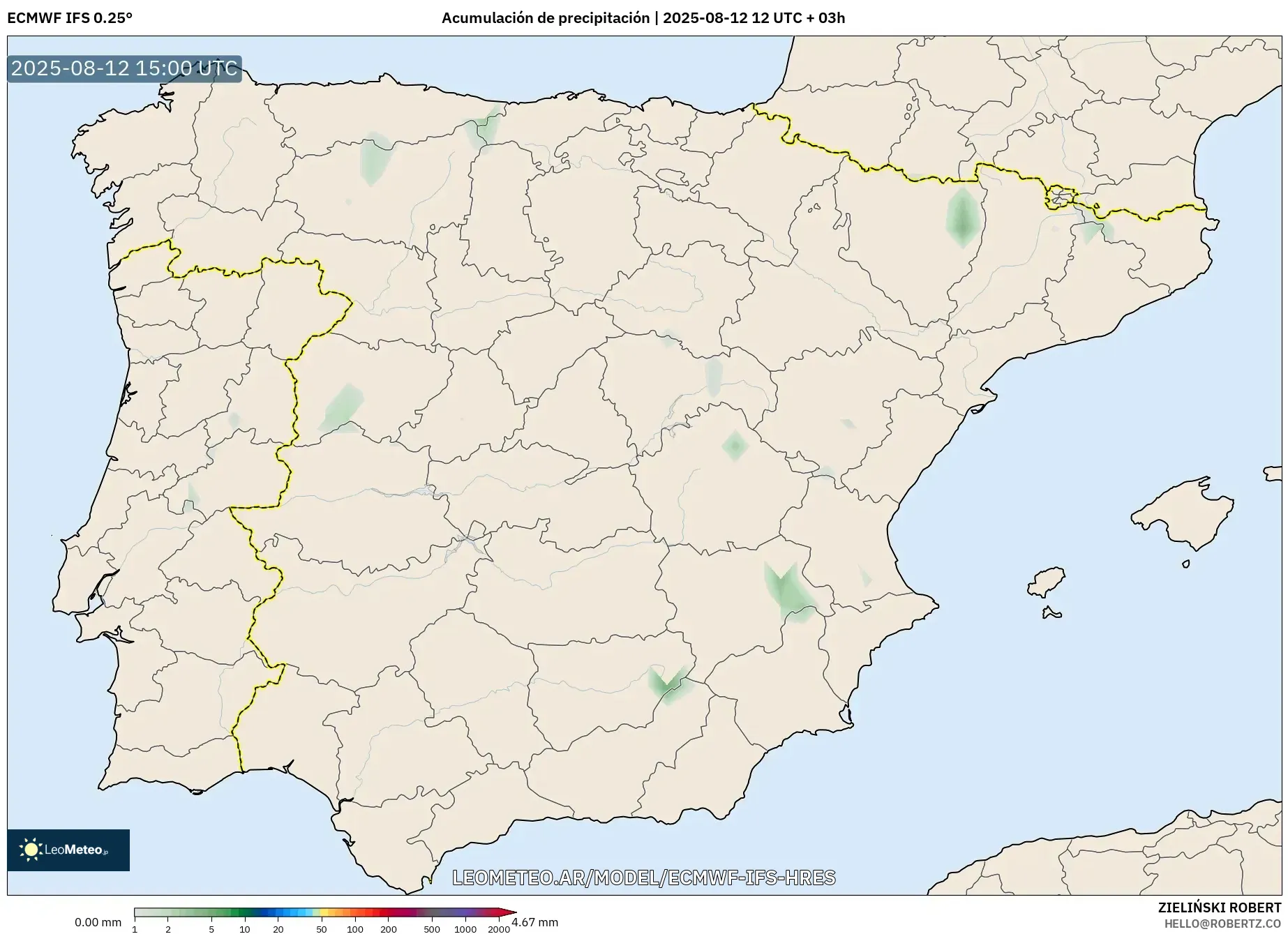 ECMWF IFS 0.25° model - España, Acumulación de precipitación ECMWF IFS 0.25° model - España, Acumulación de precipitación