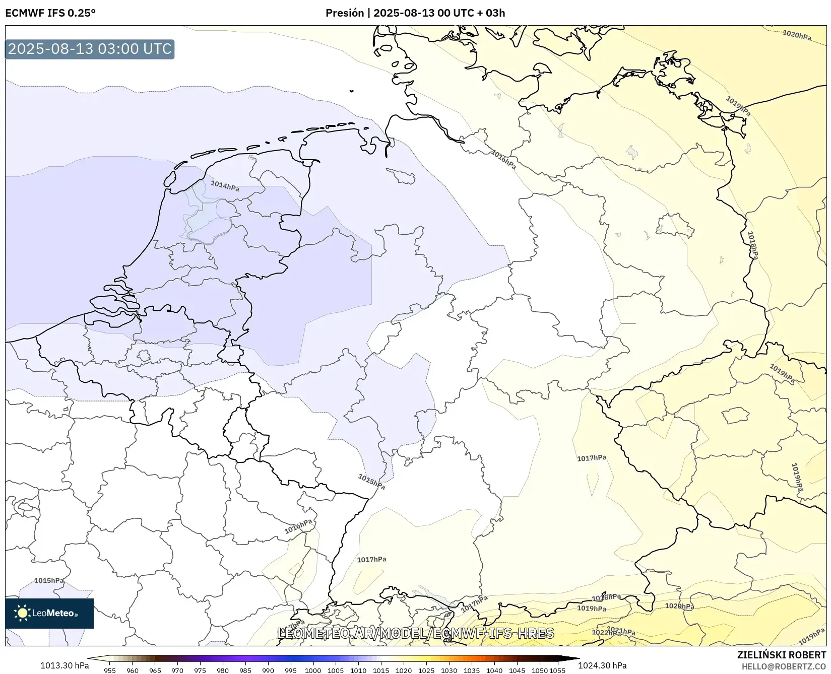 ECMWF IFS 0.25° model - Alemania, Presión