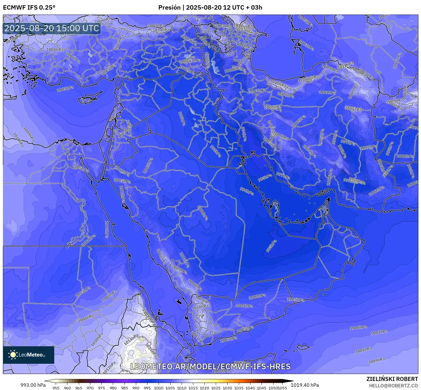 ECMWF IFS 0.25° model - Oriente Medio, Presión