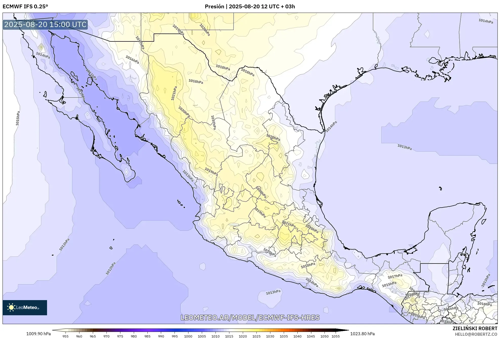 ECMWF IFS 0.25° model - México, Presión