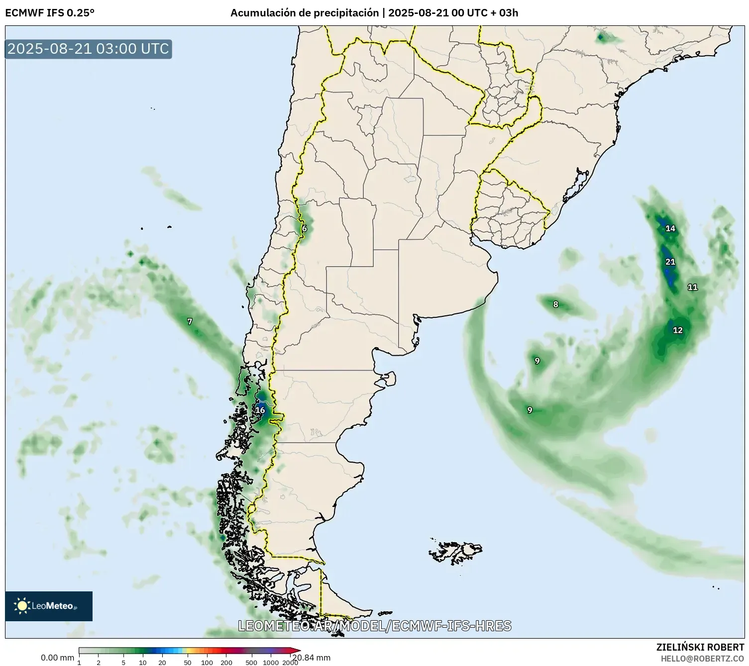 ECMWF IFS 0.25° model - Argentina, Acumulación de precipitación ECMWF IFS 0.25° model - Argentina, Acumulación de precipitación