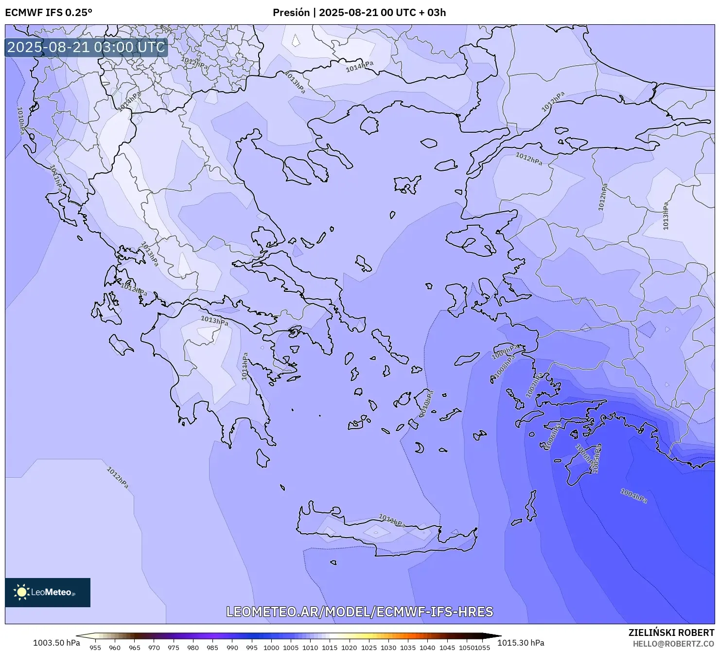 ECMWF IFS 0.25° model - Grecia, Presión