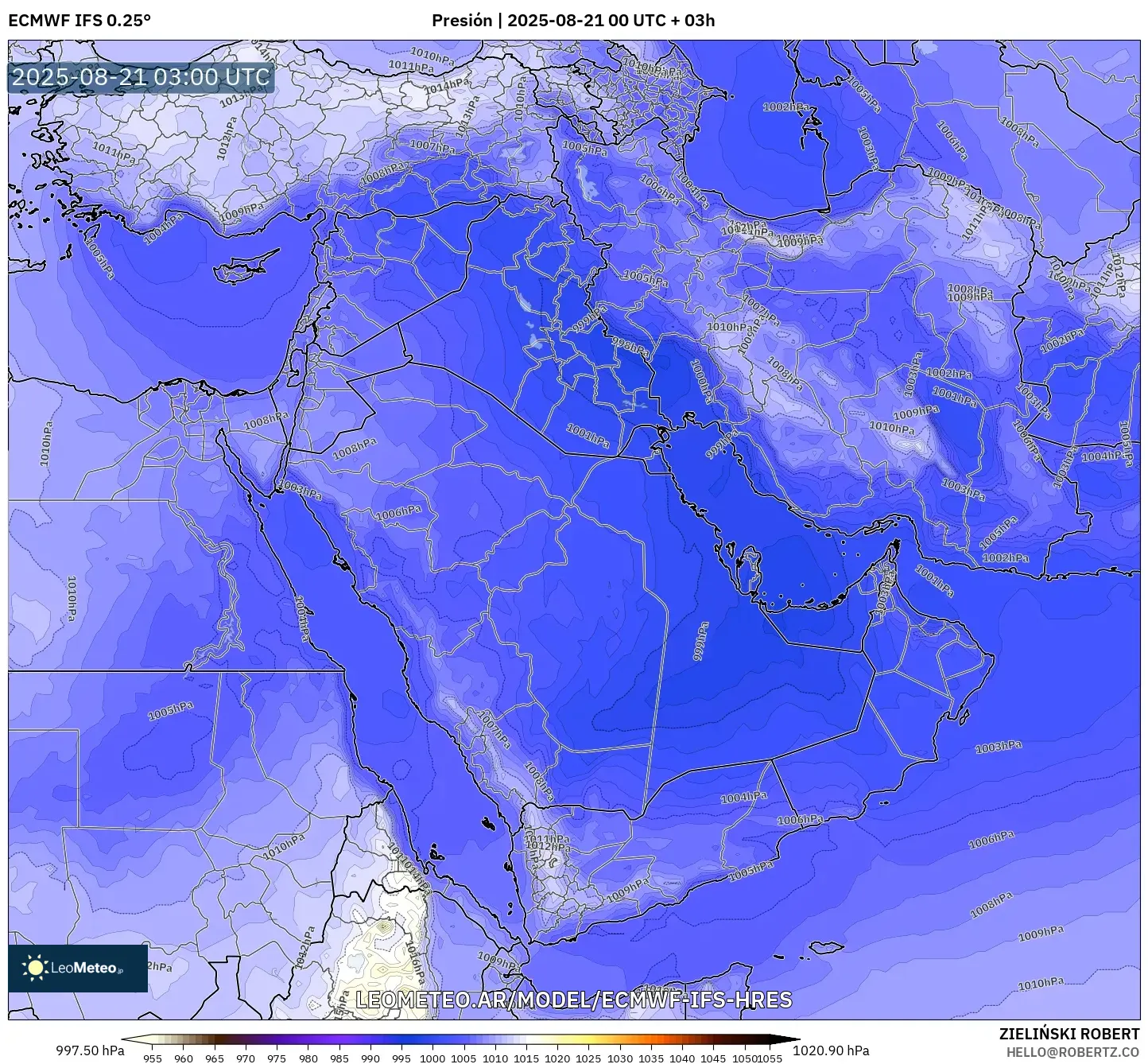 ECMWF IFS 0.25° model - Oriente Medio, Presión