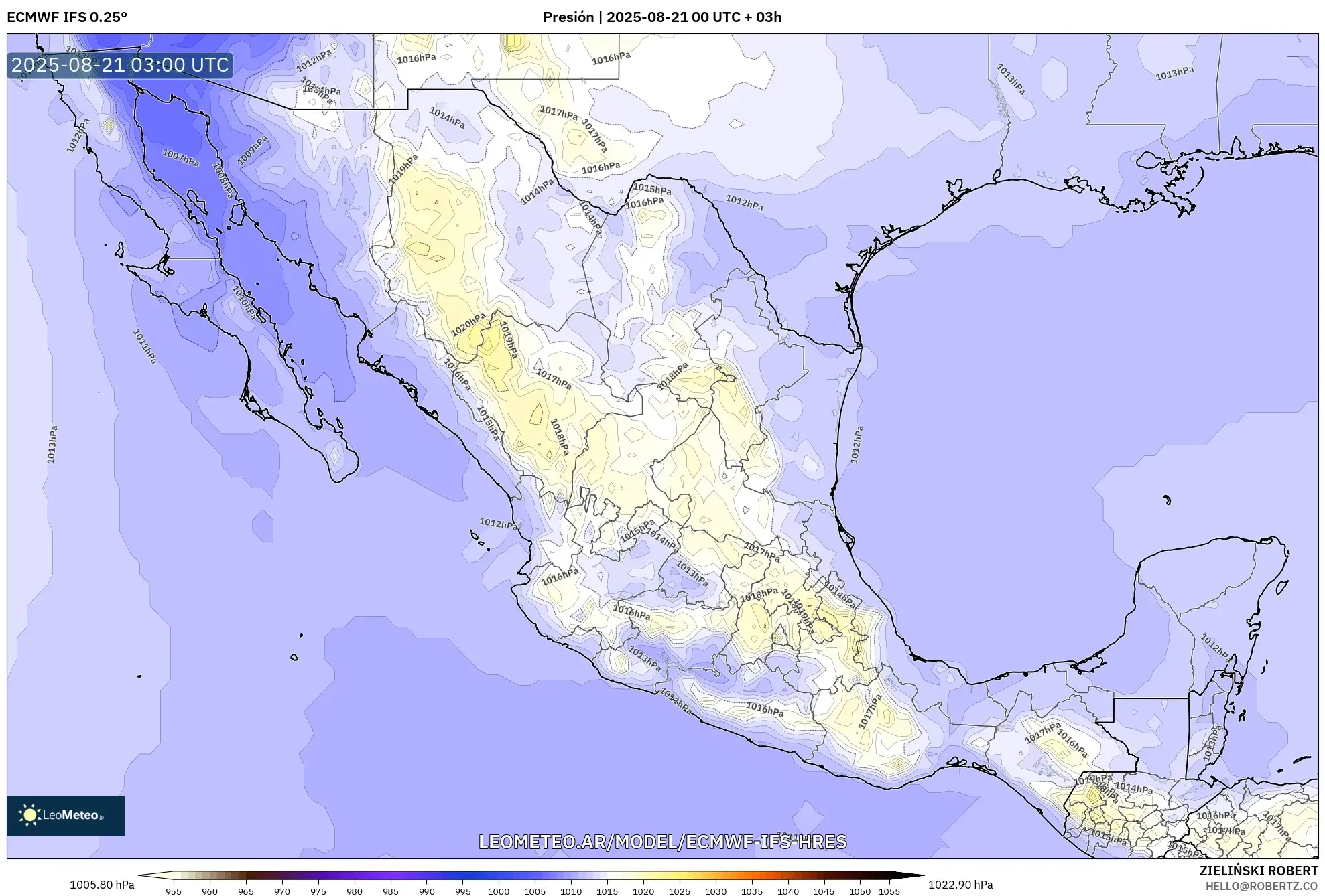ECMWF IFS 0.25° model - México, Presión