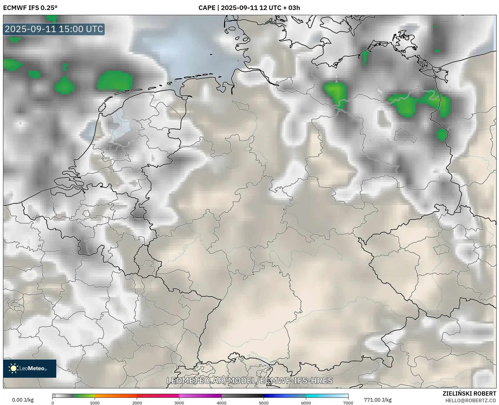 ECMWF IFS 0.25° model - Alemania, CAPE