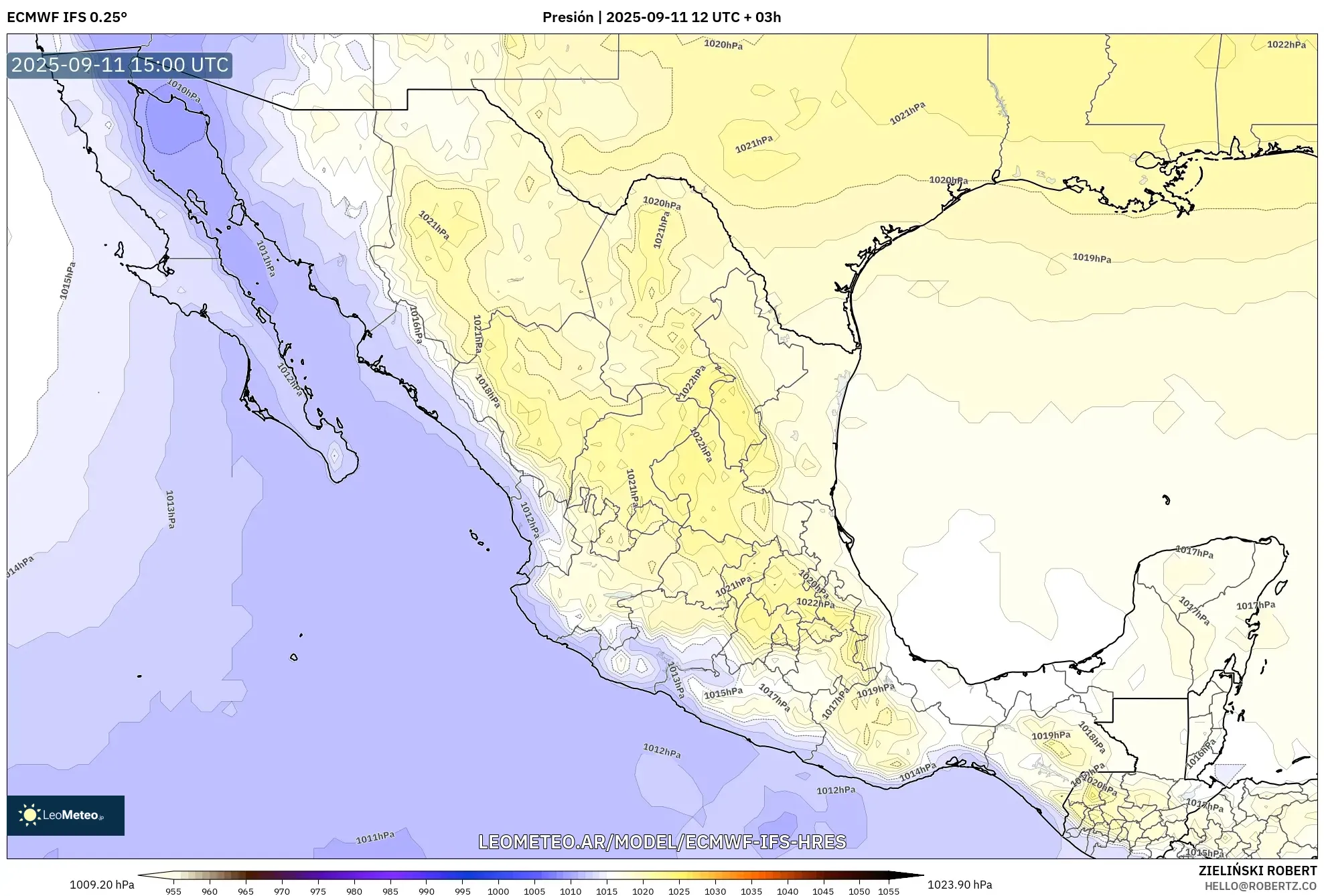ECMWF IFS 0.25° model - México, Presión