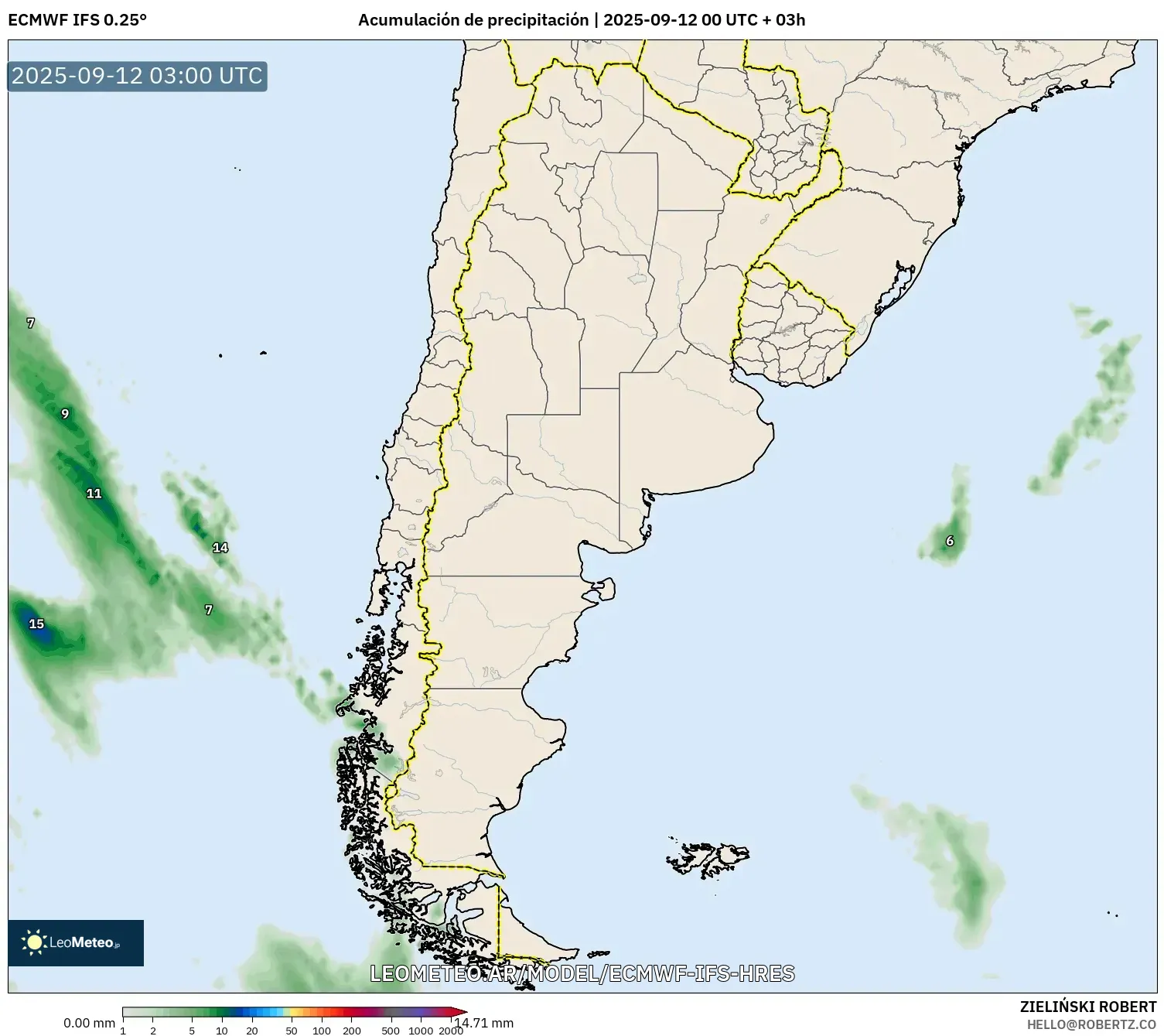 ECMWF IFS 0.25° model - Argentina, Acumulación de precipitación ECMWF IFS 0.25° model - Argentina, Acumulación de precipitación