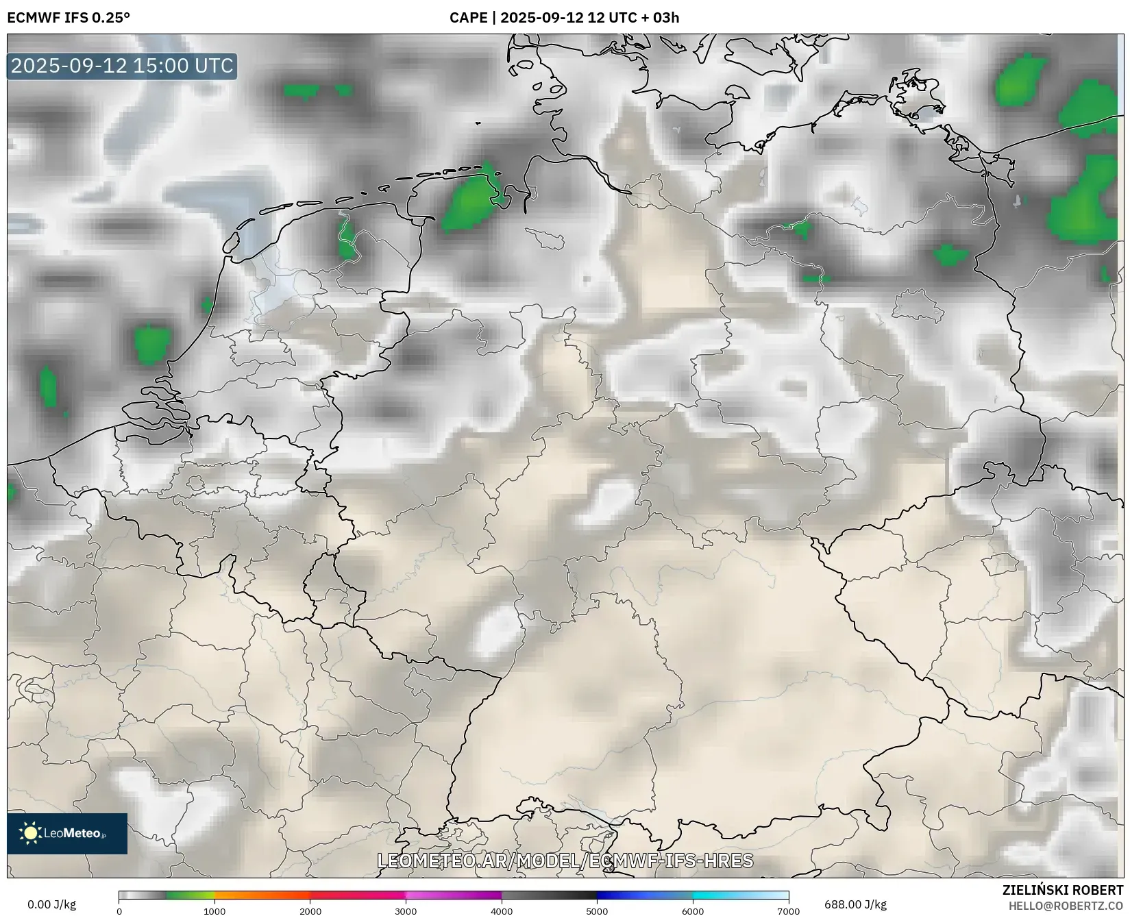ECMWF IFS 0.25° model - Alemania, CAPE