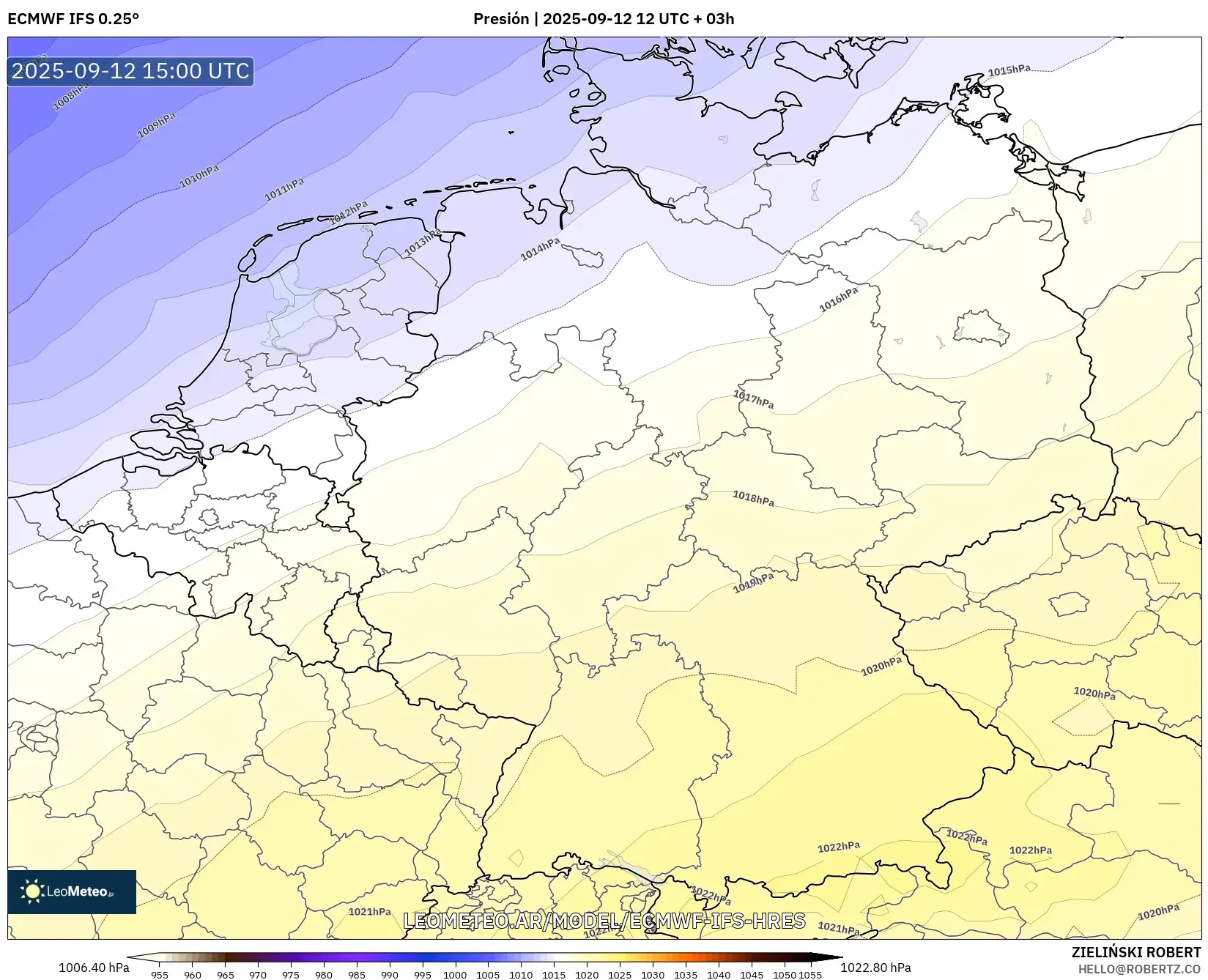 ECMWF IFS 0.25° model - Alemania, Presión