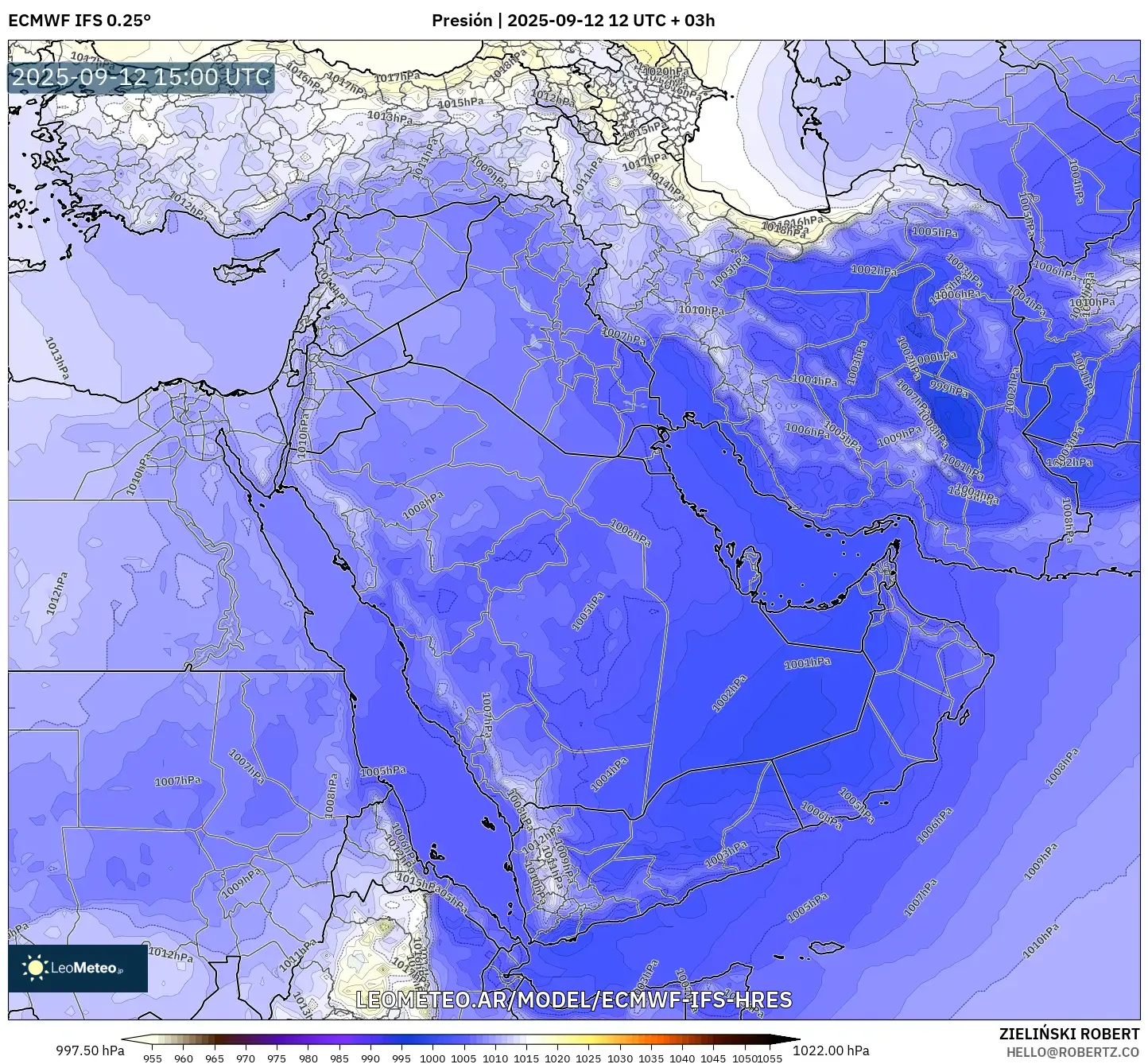 ECMWF IFS 0.25° model - Oriente Medio, Presión