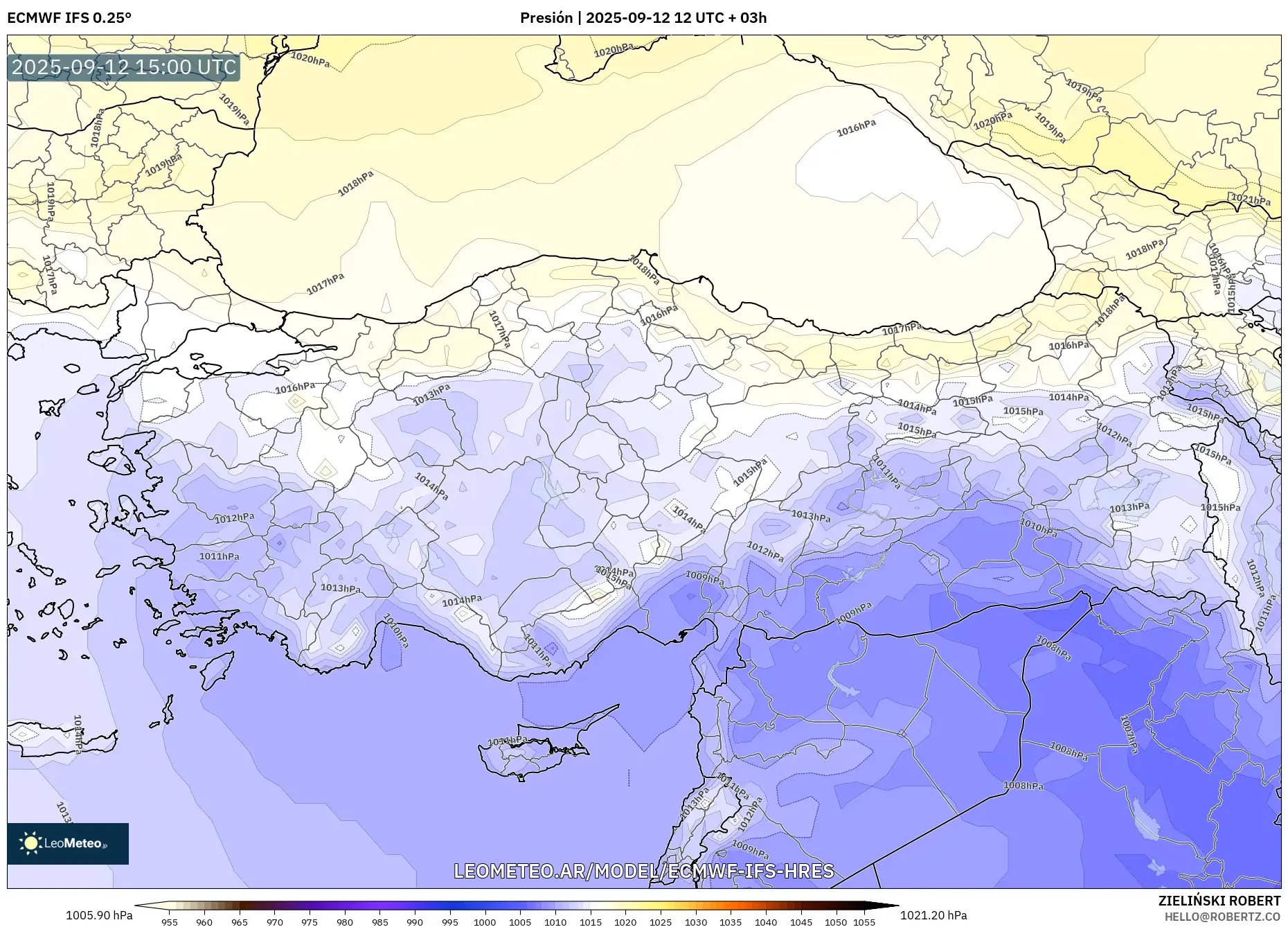 ECMWF IFS 0.25° model - Turquía, Presión