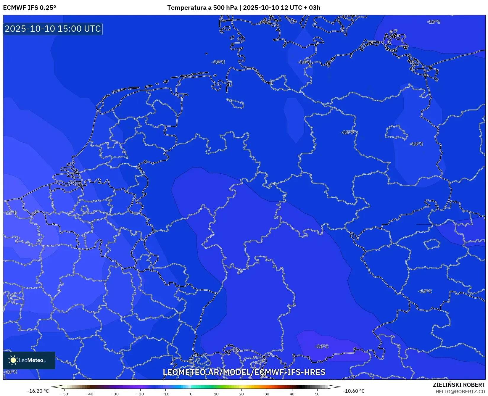 ECMWF IFS 0.25° model - Alemania, Temperatura a 500 hPa ECMWF IFS 0.25° model - Alemania, Temperatura a 500 hPa