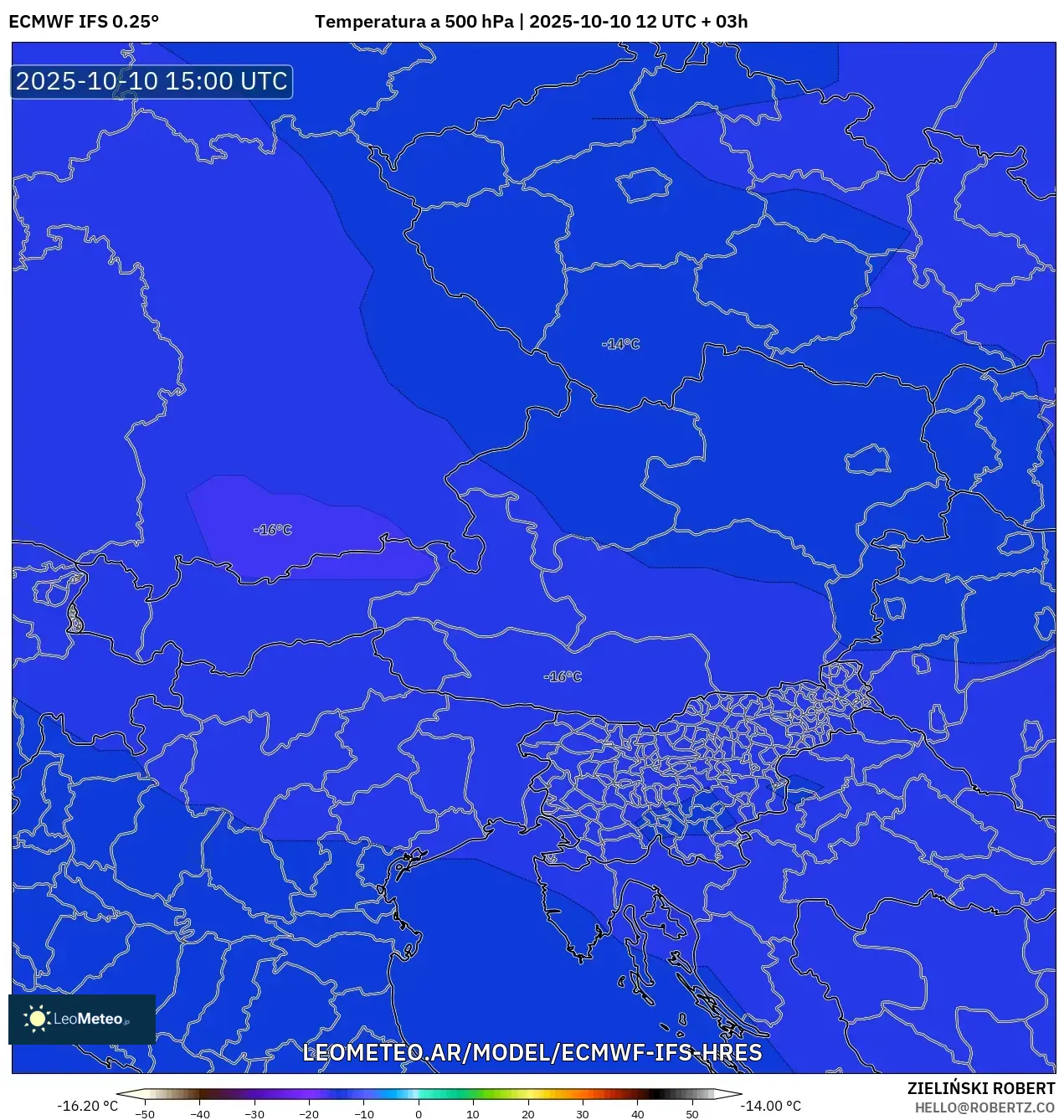 ECMWF IFS 0.25° model - Austria, Temperatura a 500 hPa ECMWF IFS 0.25° model - Austria, Temperatura a 500 hPa