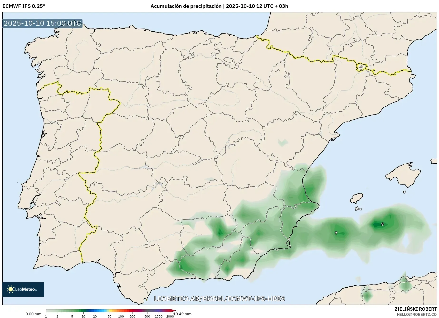 ECMWF IFS 0.25° model - España, Acumulación de precipitación ECMWF IFS 0.25° model - España, Acumulación de precipitación