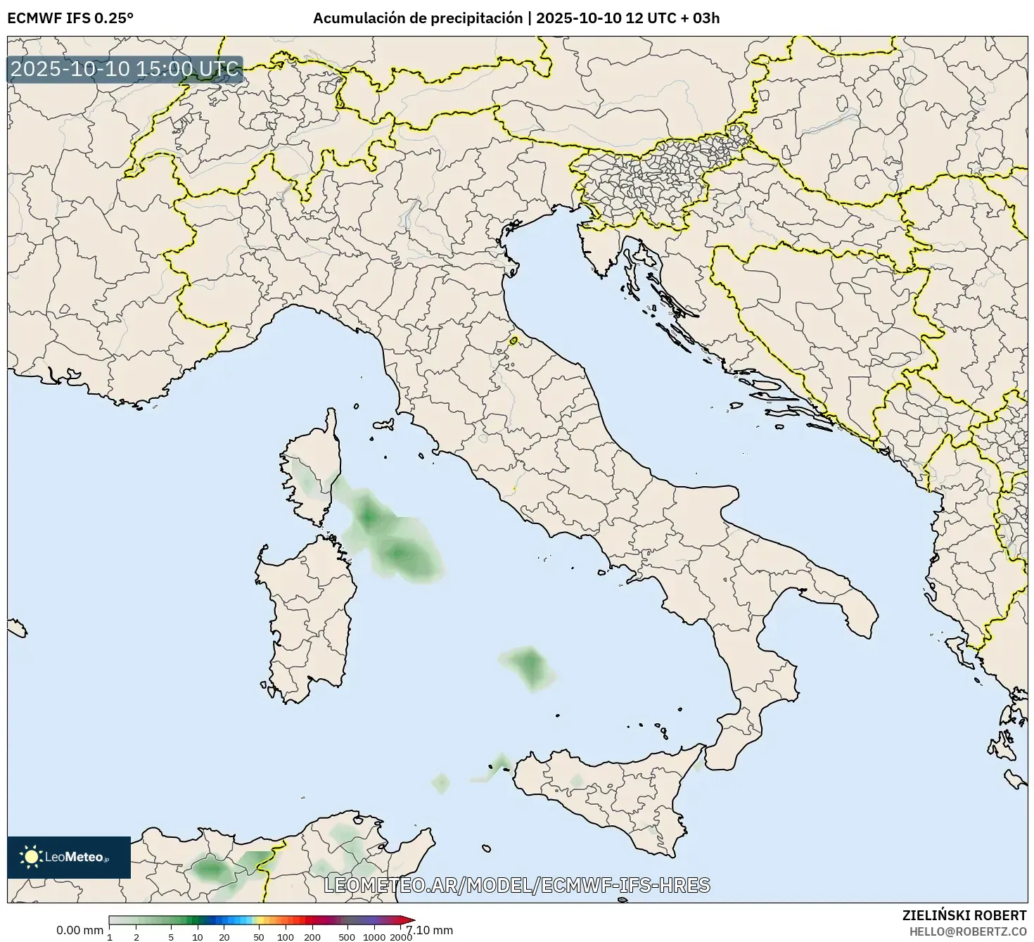 ECMWF IFS 0.25° model - Italia, Acumulación de precipitación ECMWF IFS 0.25° model - Italia, Acumulación de precipitación