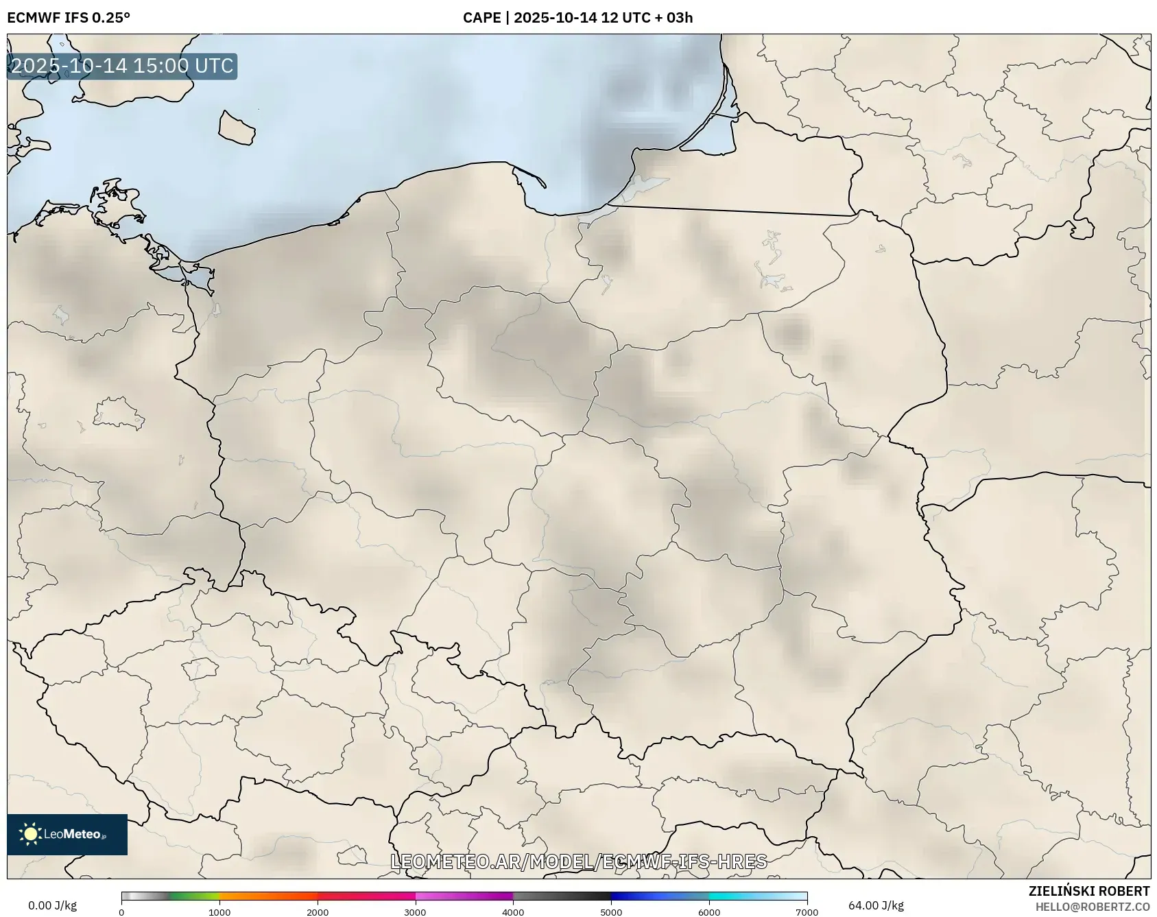 ECMWF IFS 0.25° model - Polonia, CAPE ECMWF IFS 0.25° model - Polonia, CAPE