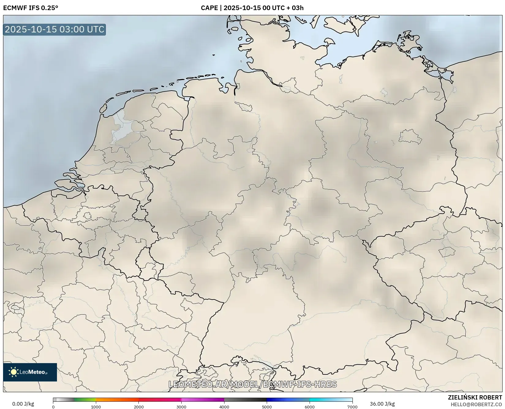 ECMWF IFS 0.25° model - Alemania, CAPE