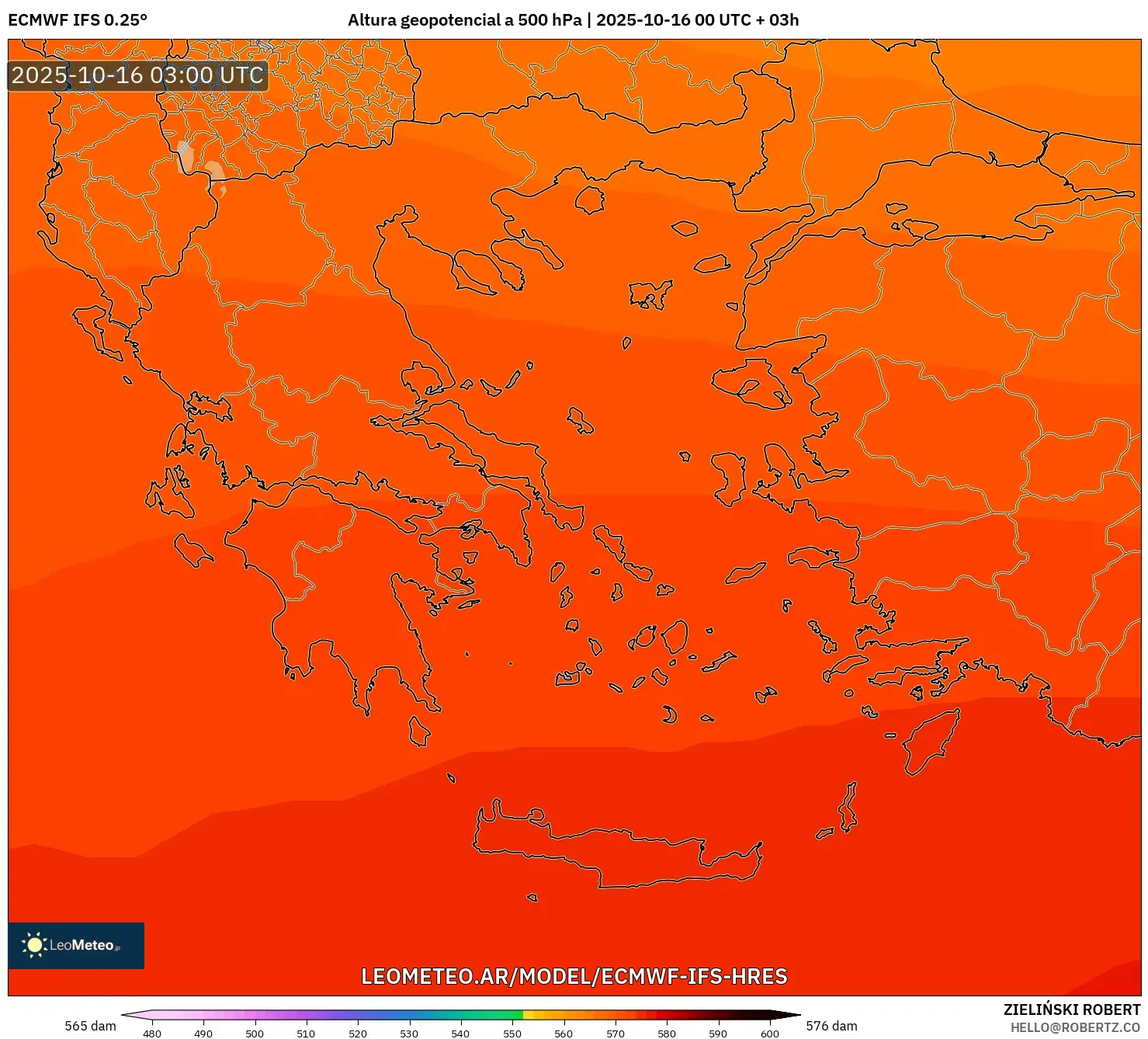 ECMWF IFS 0.25° model - Grecia, Altura geopotencial a 500 hPa ECMWF IFS 0.25° model - Grecia, Altura geopotencial a 500 hPa