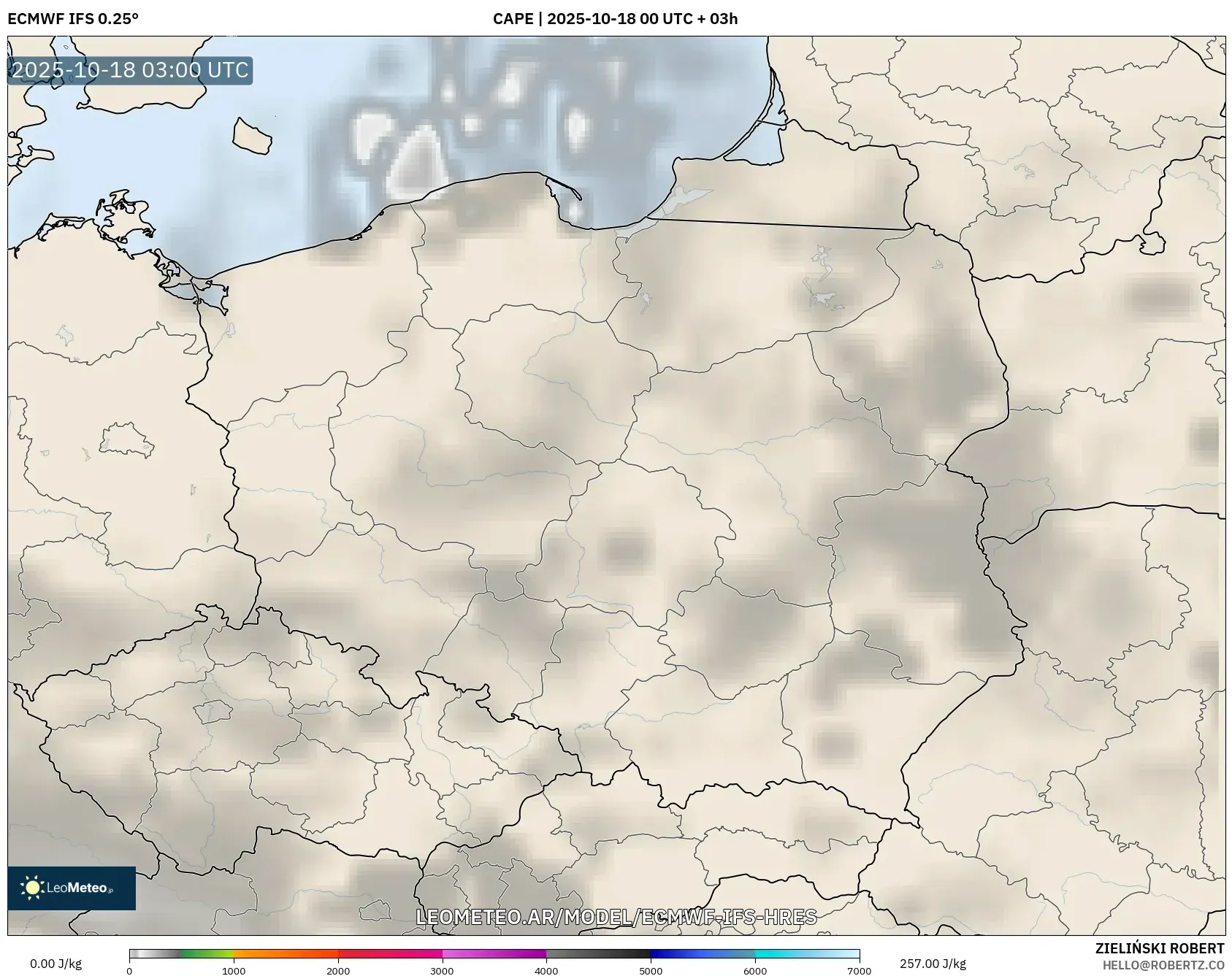 ECMWF IFS 0.25° model - Polonia, CAPE ECMWF IFS 0.25° model - Polonia, CAPE