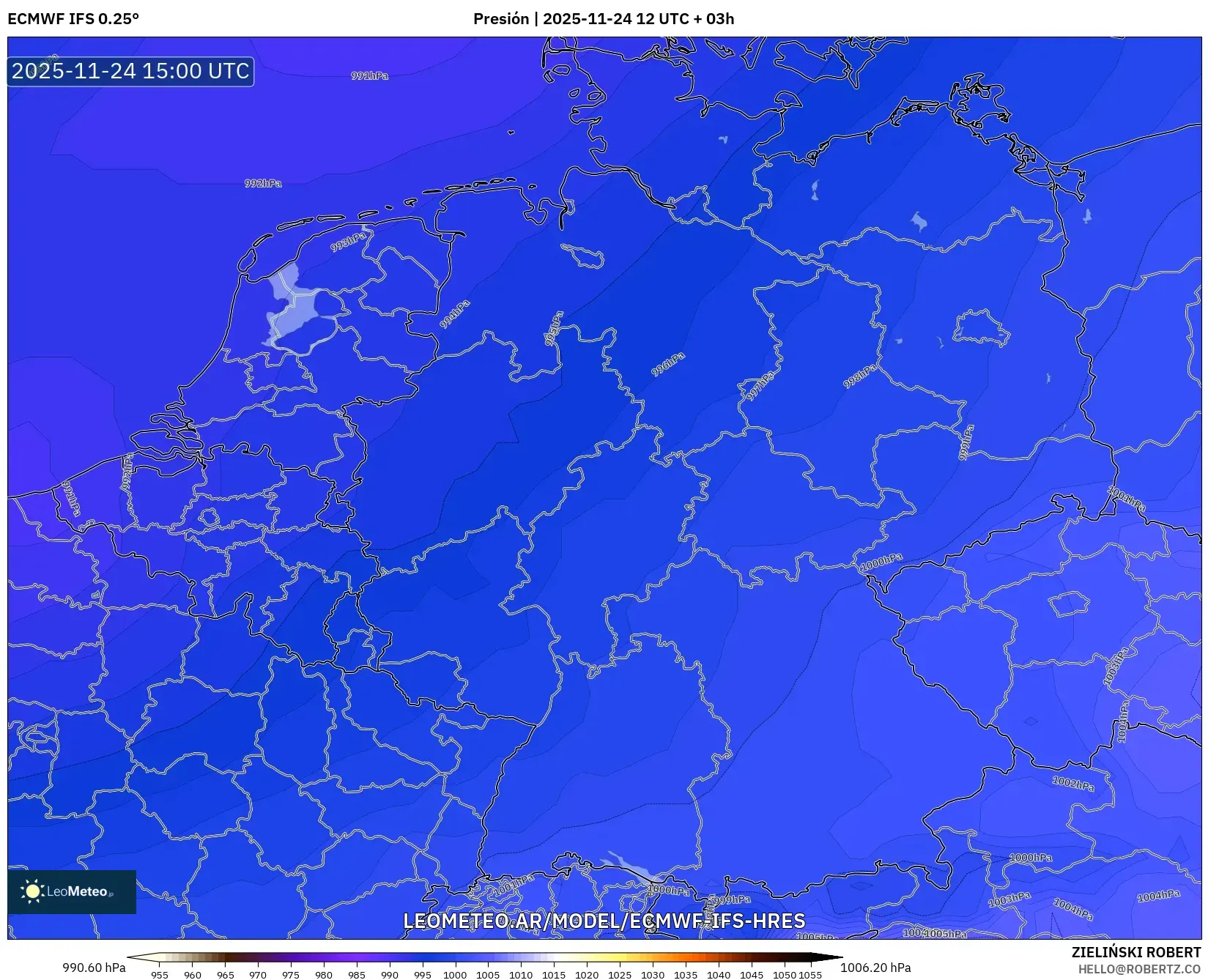 ECMWF IFS 0.25° model - Alemania, Presión