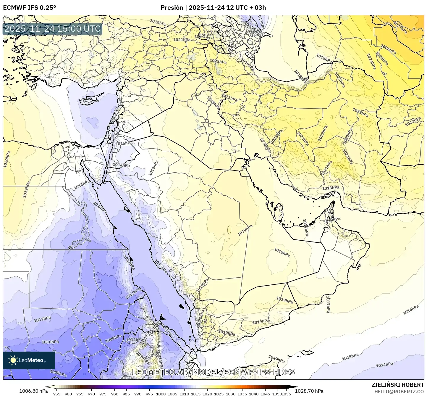 ECMWF IFS 0.25° model - Oriente Medio, Presión