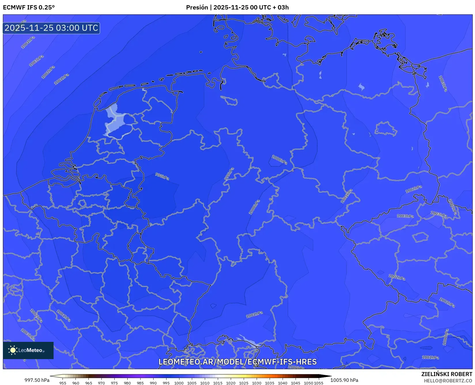 ECMWF IFS 0.25° model - Alemania, Presión