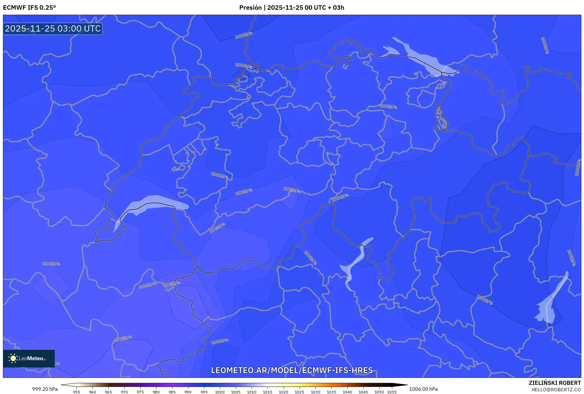 ECMWF IFS 0.25° model - Suiza, Presión