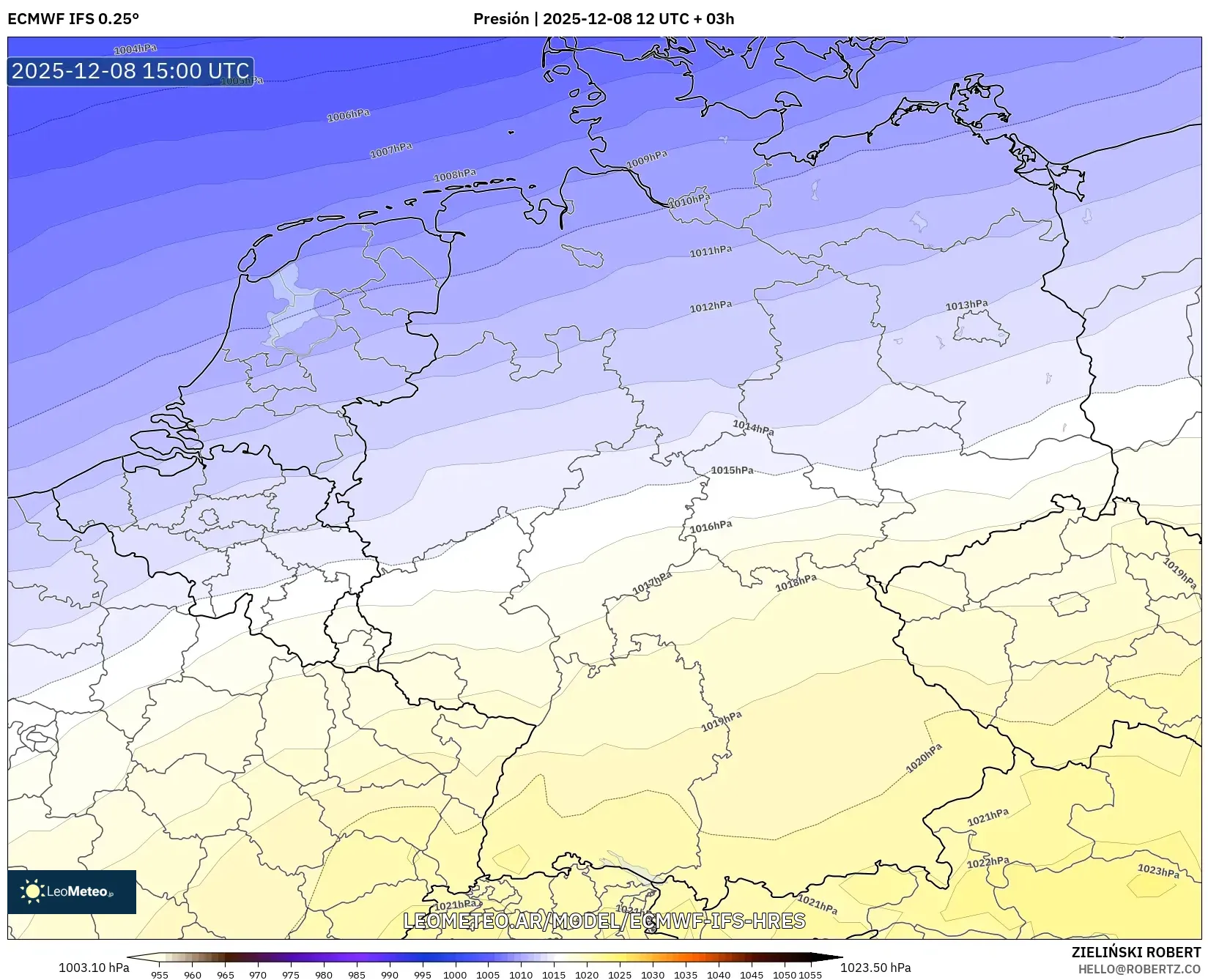 ECMWF IFS 0.25° model - Alemania, Presión
